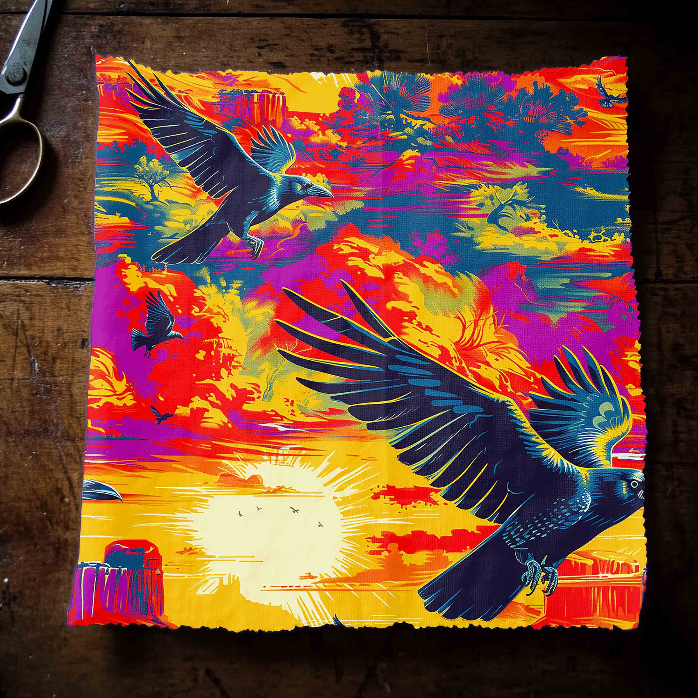 Crow Spreads His Wings 42 Inch Cotton Poplin Pre Order