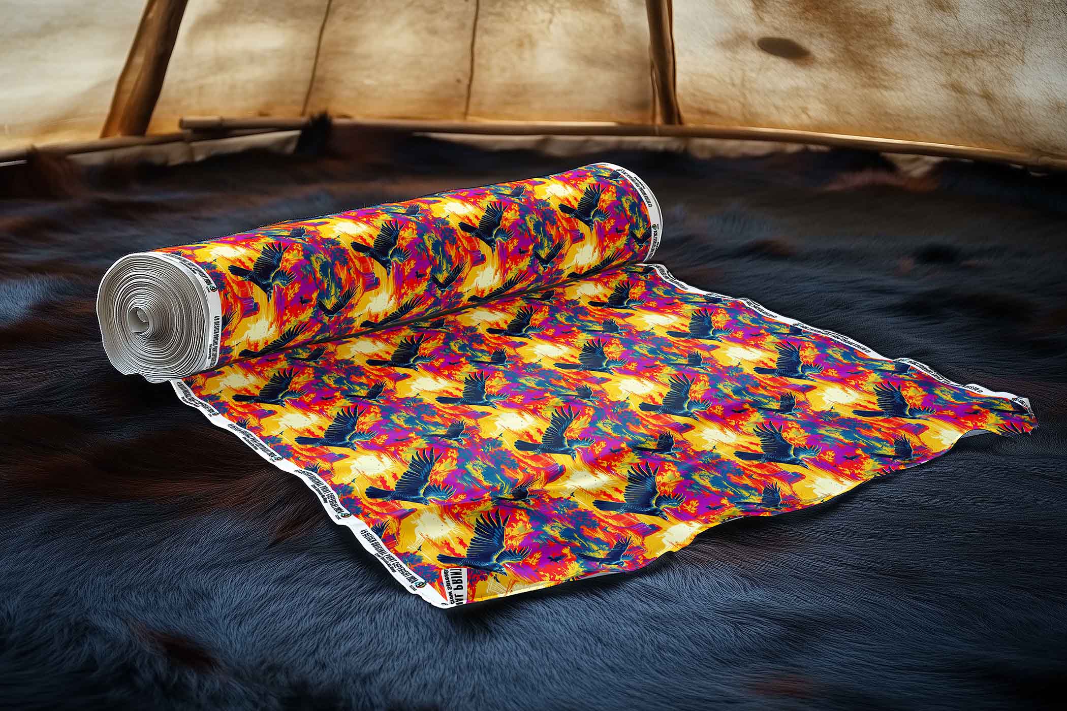 Crow Spreads His Wings 42 Inch Cotton Poplin Pre Order