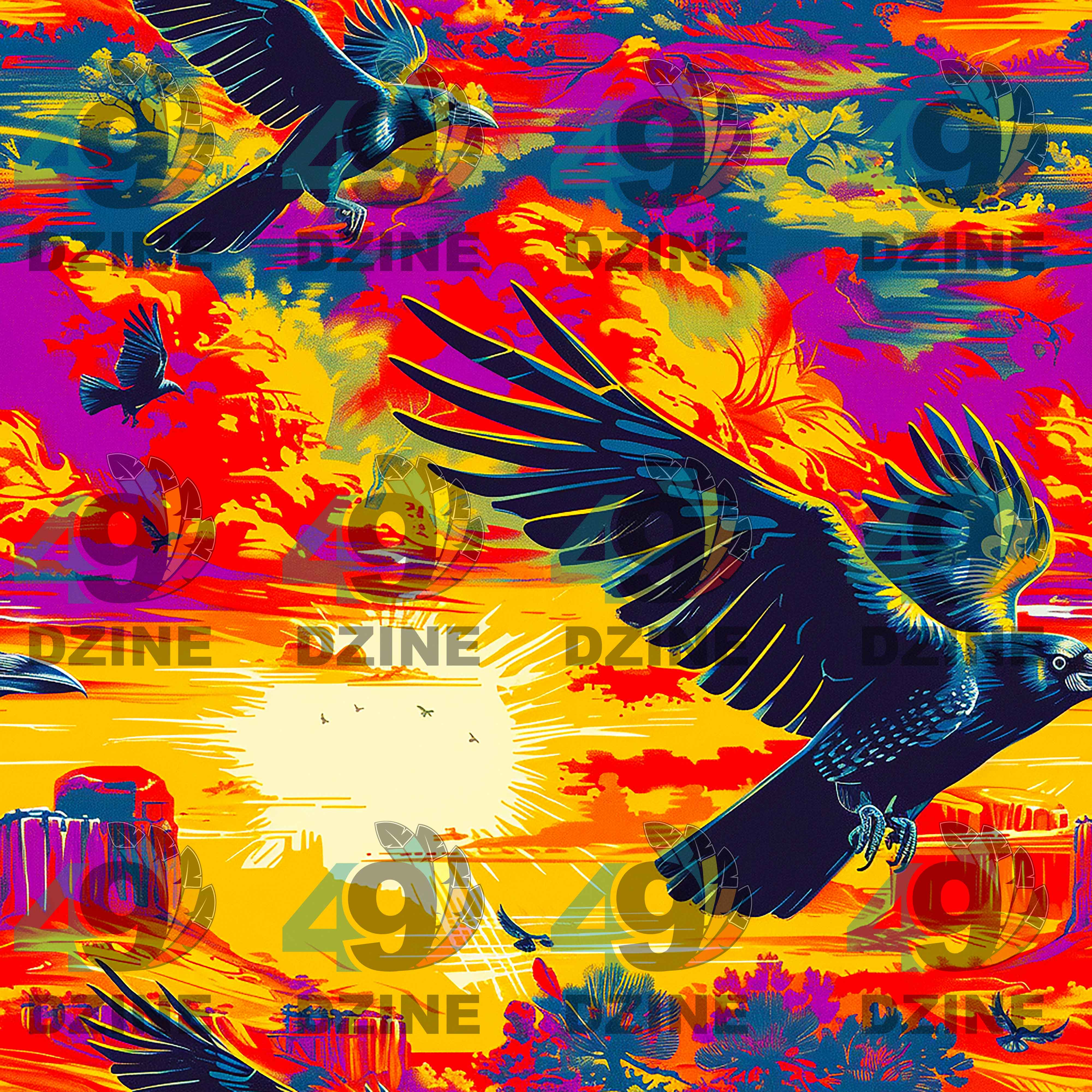 Crow Spreads His Wings 42 Inch Cotton Poplin Pre Order