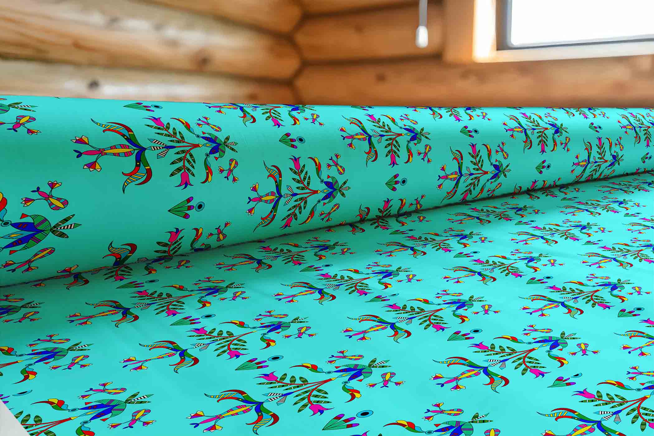 Dakota Damask Turquoise 42 Inch Cotton Poplin Pre Order