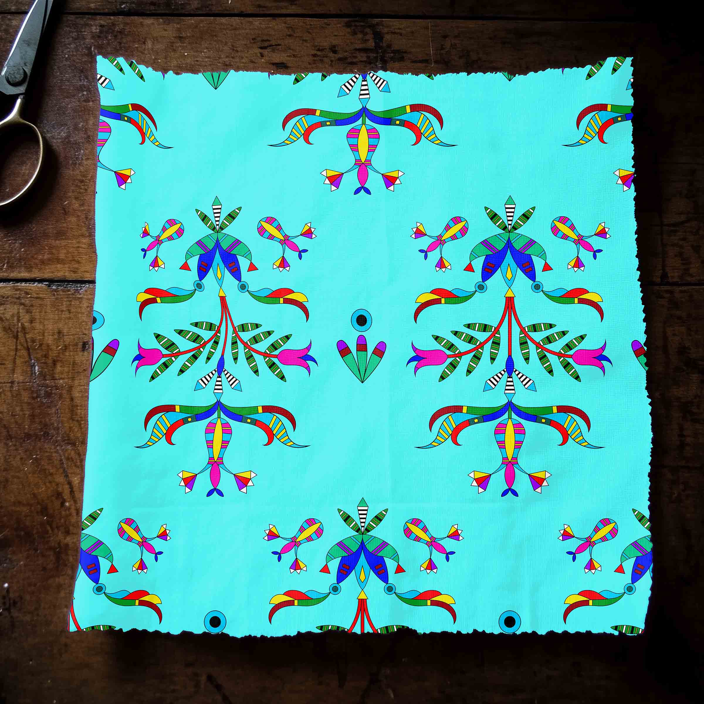 Dakota Damask Turquoise 42 Inch Cotton Poplin Pre Order
