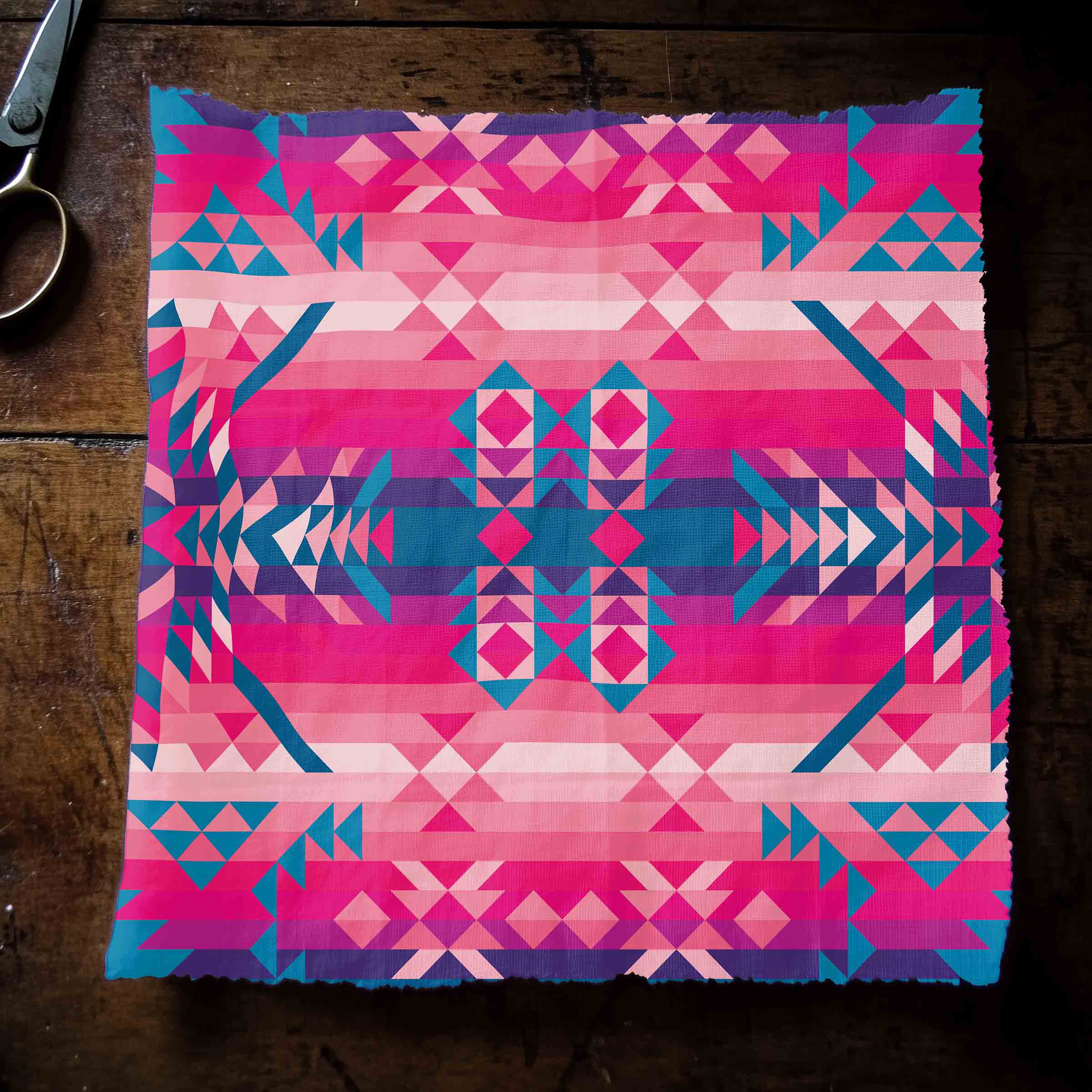 Desert Geo Blue 42 Inch Cotton Poplin Pre Order