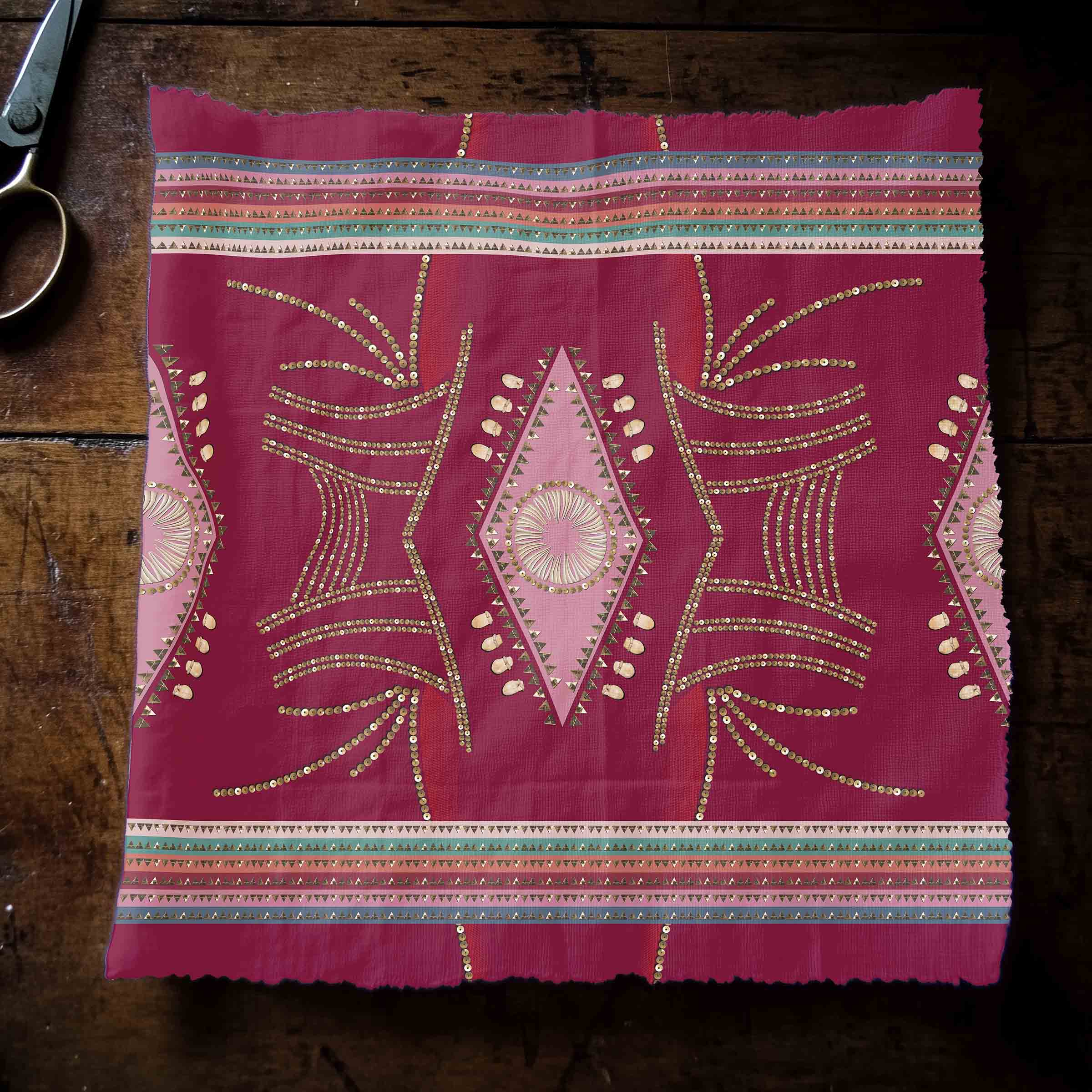 Dreams of Deco Maroon 42 Inch Cotton Poplin Pre Order