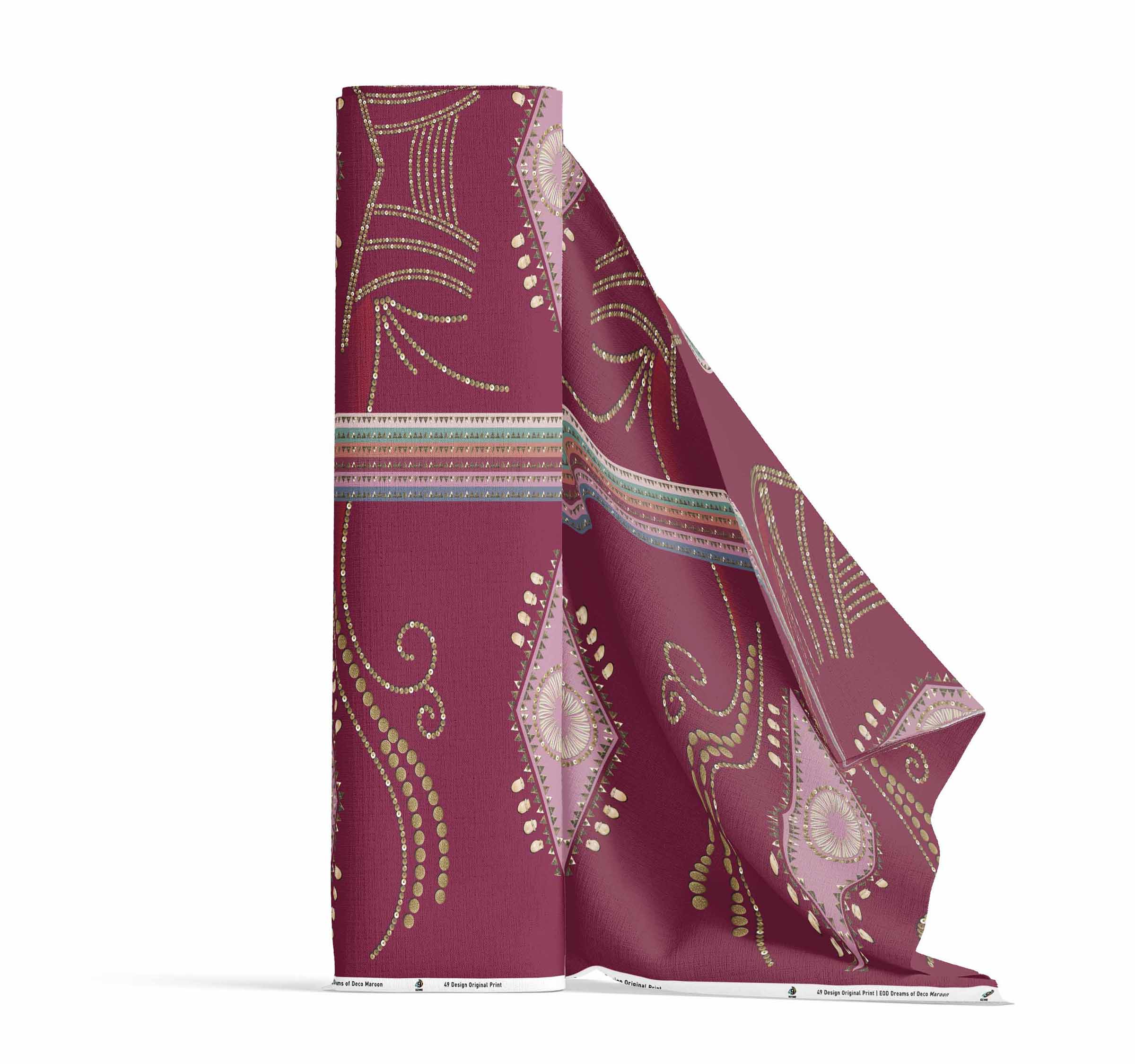 Dreams of Deco Maroon 42 Inch Cotton Poplin Pre Order