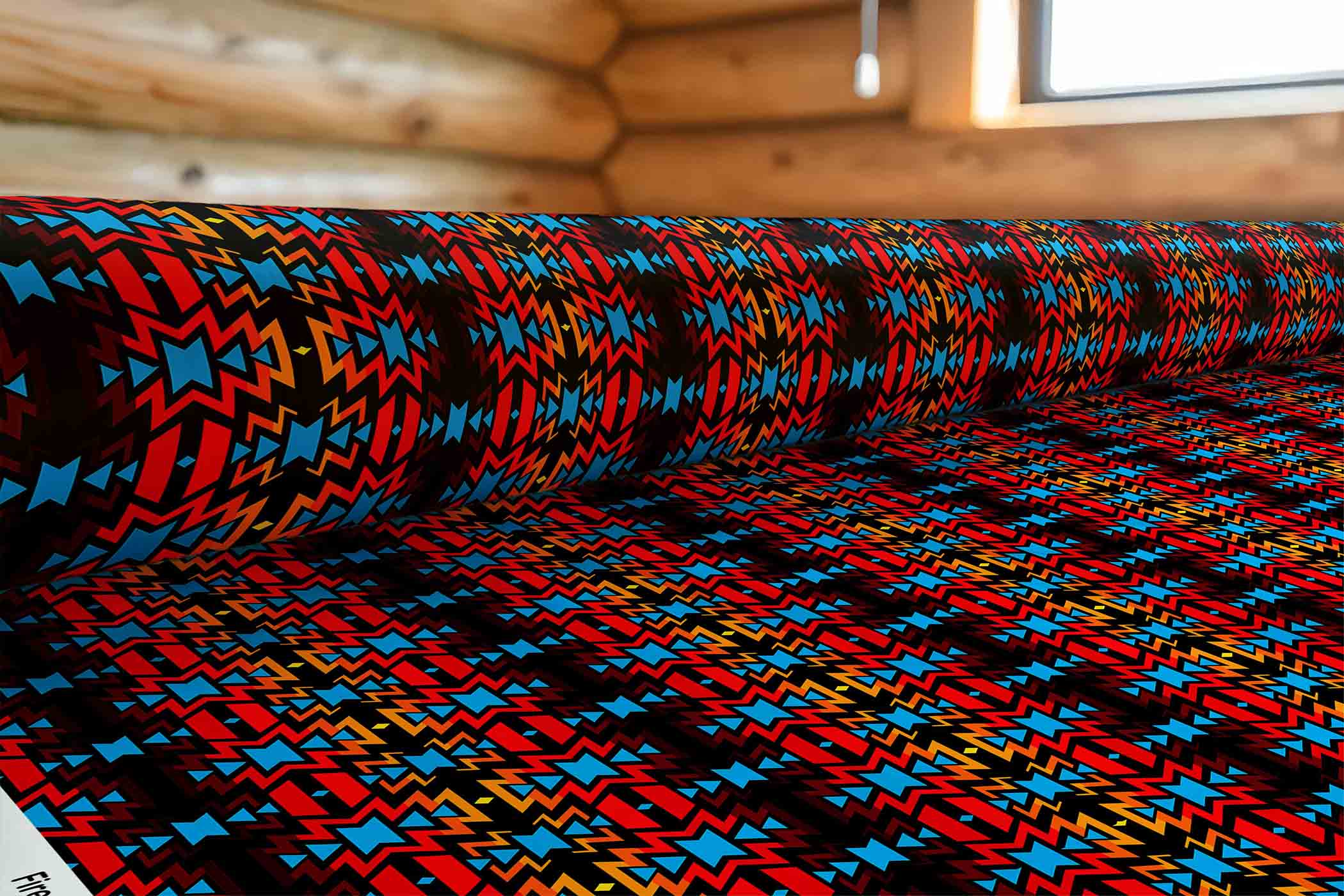 Fire Colors and Turquoise 42 Inch Cotton Poplin Pre Order