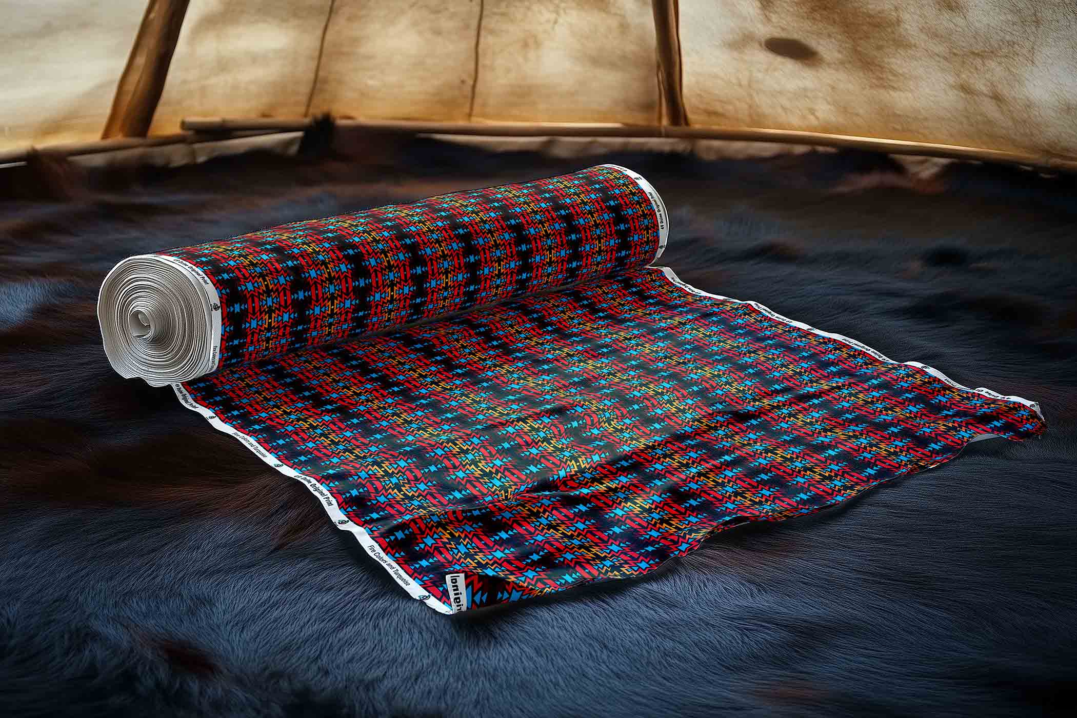 Fire Colors and Turquoise 42 Inch Cotton Poplin Pre Order