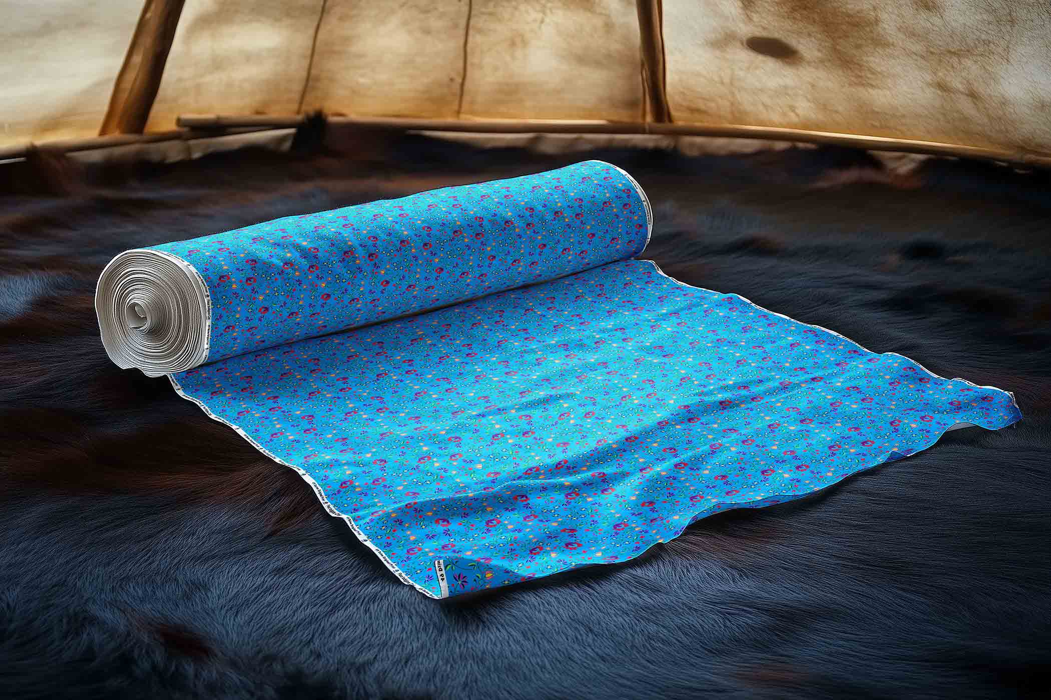 Fleur Indigine Ciel Satin Fabric By the Yard Pre Order