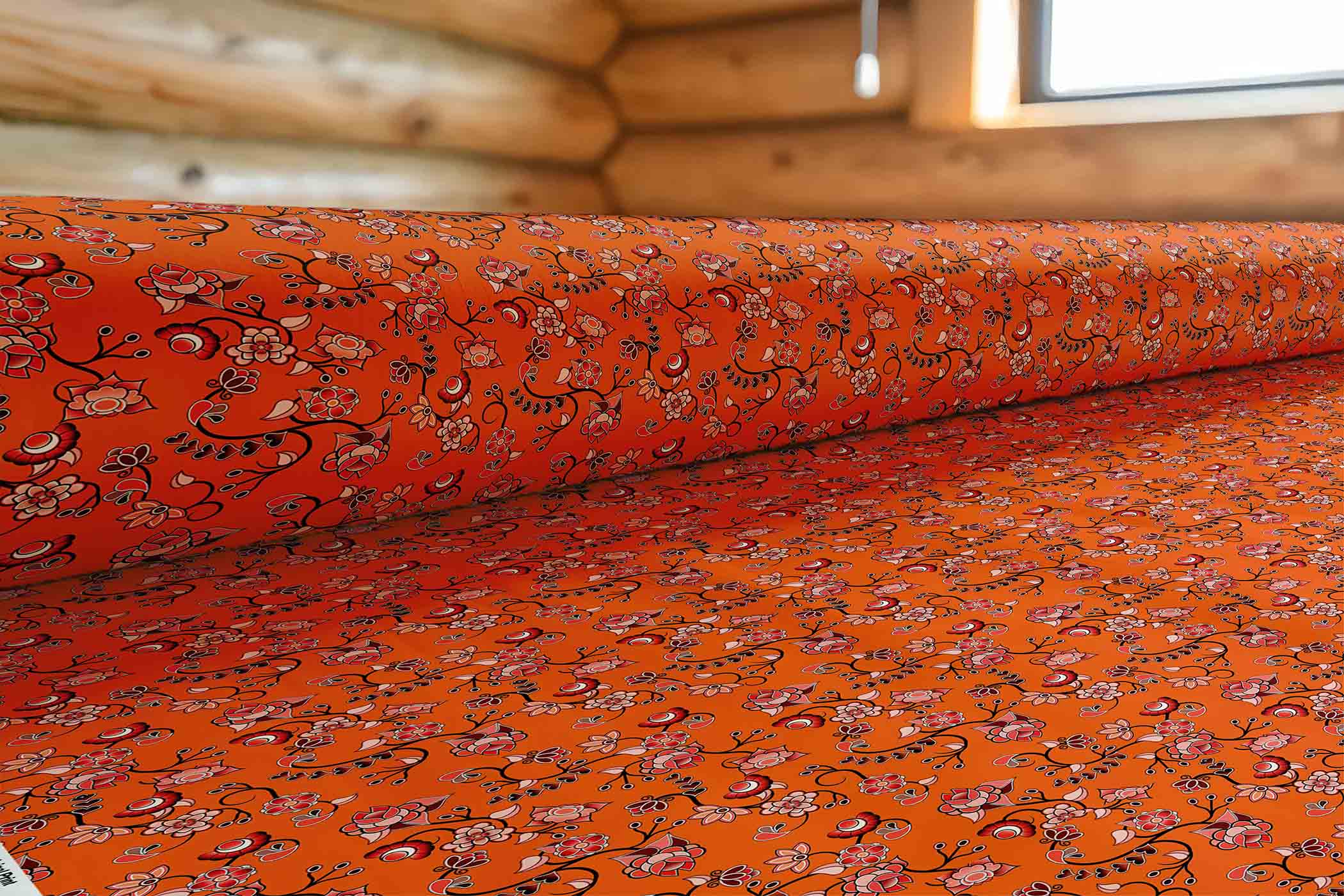 Floral Amour Orange 42 inch Cotton Poplin Pre Order
