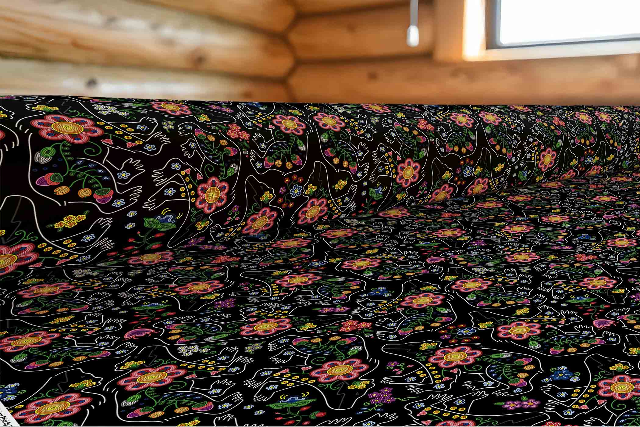 Beaded Floral Bear 42 Inch Cotton Poplin Pre Order