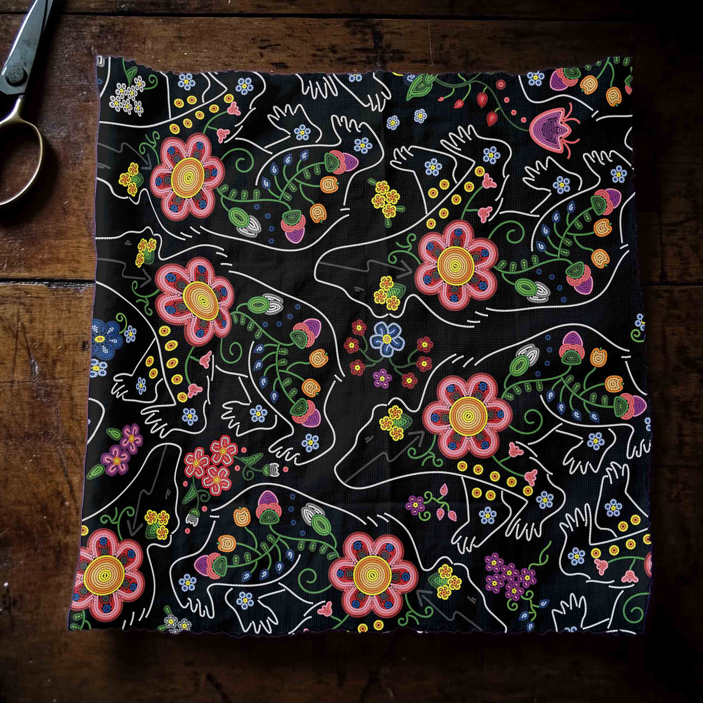 Beaded Floral Bear 42 Inch Cotton Poplin Pre Order