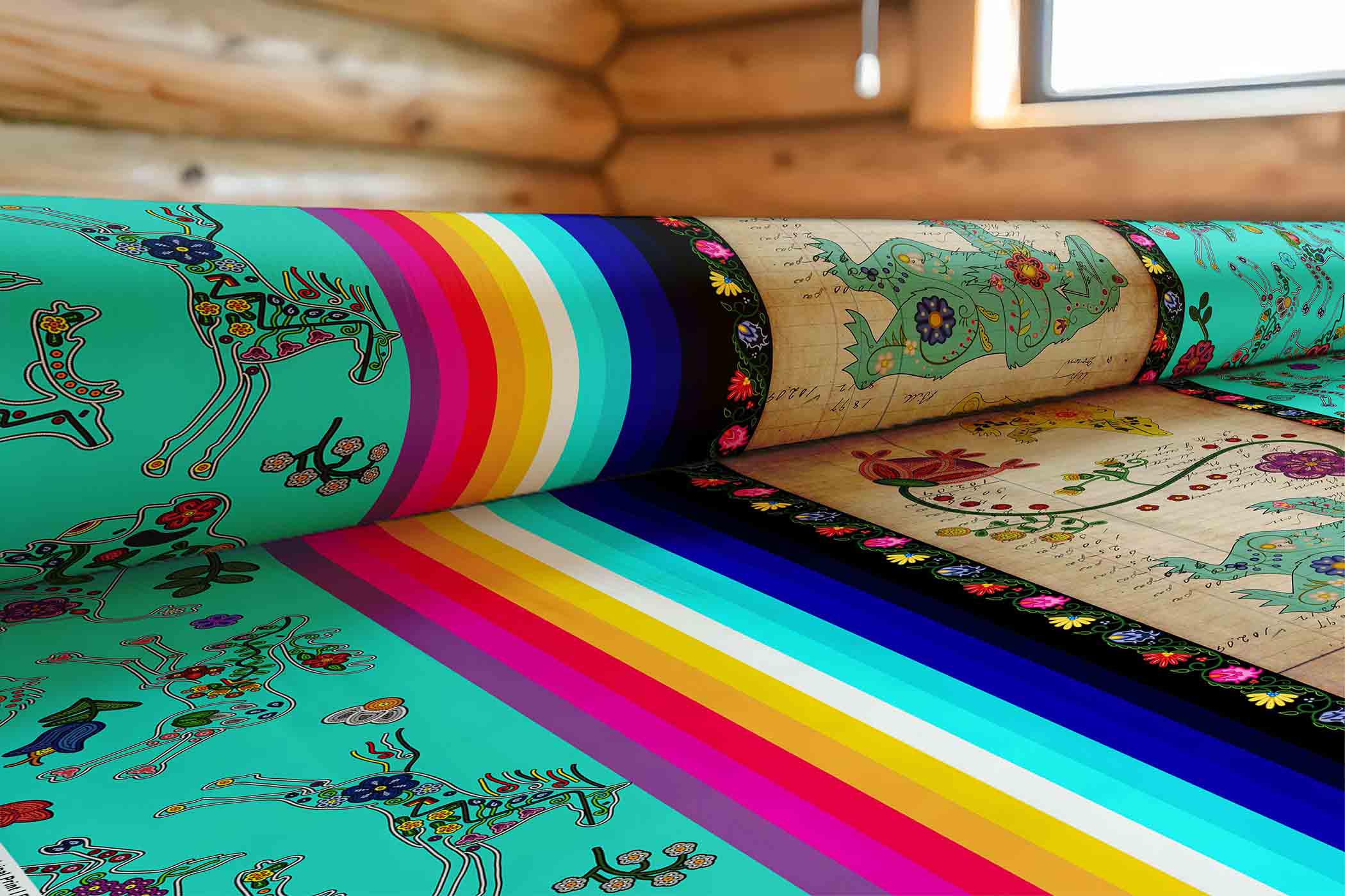 Floral Ledger Bear Turquoise 42 Inch Cotton Poplin Pre Order