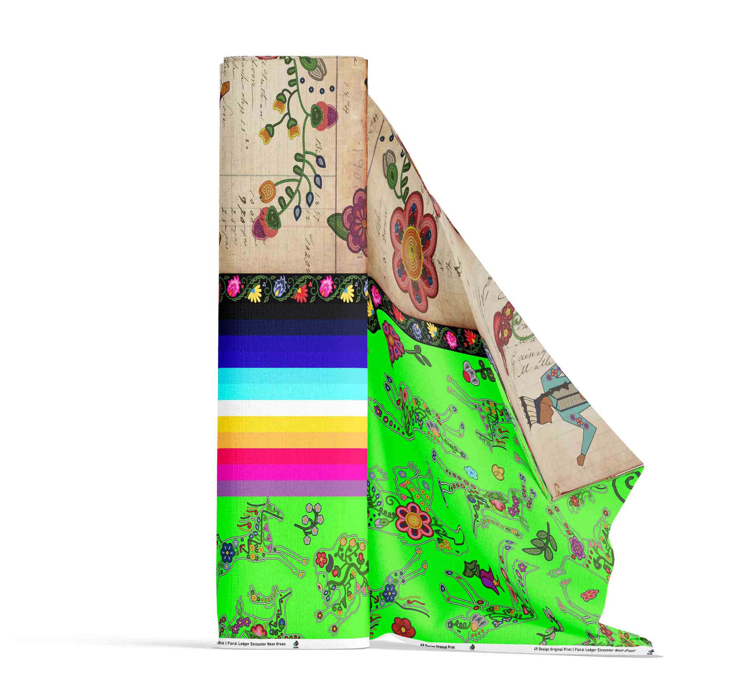Floral Ledger Encounter Neon Green 42 Inch Cotton Poplin Pre Order