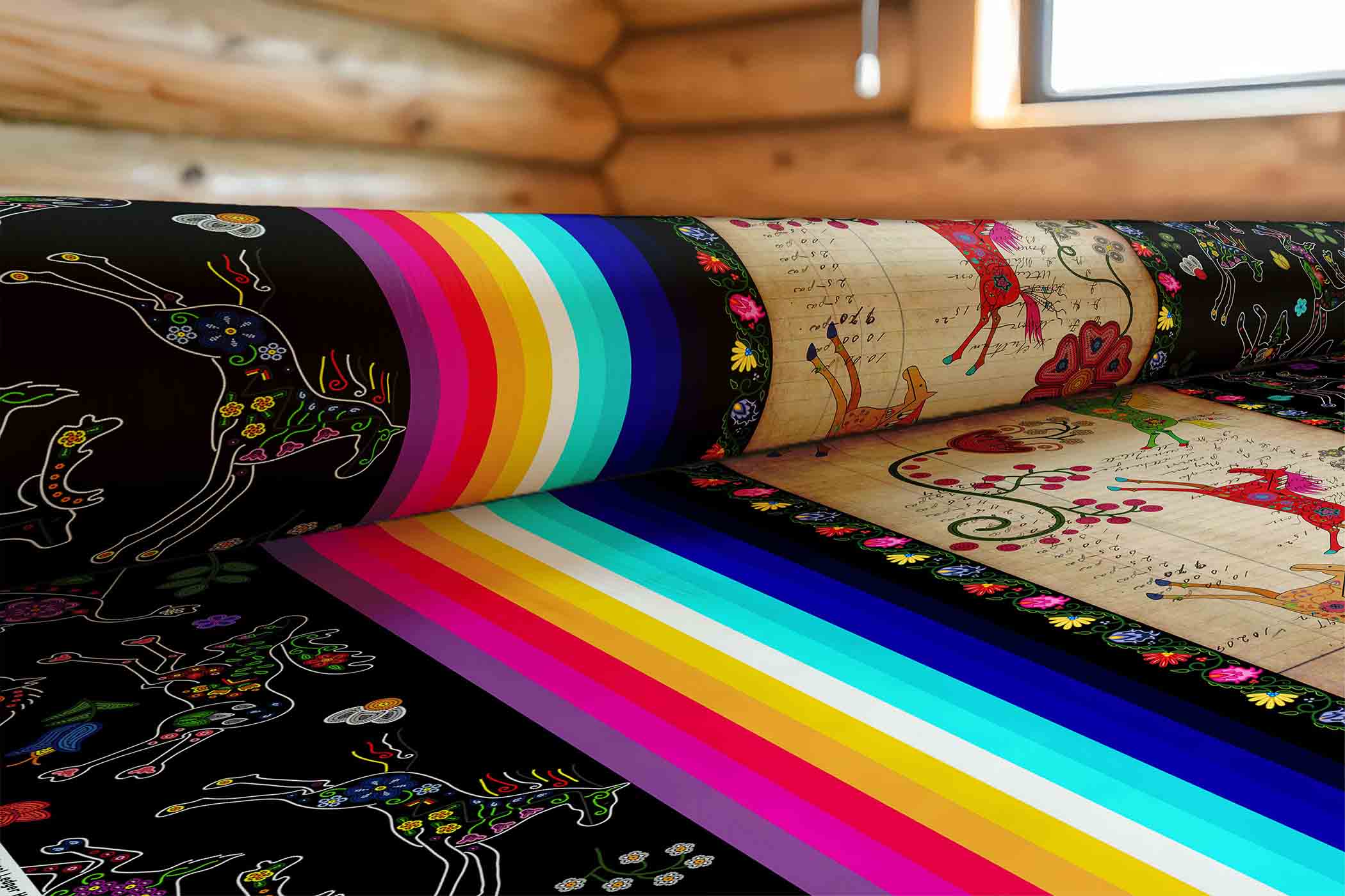 Floral Ledger Horse 42 Inch Cotton Poplin Pre Order