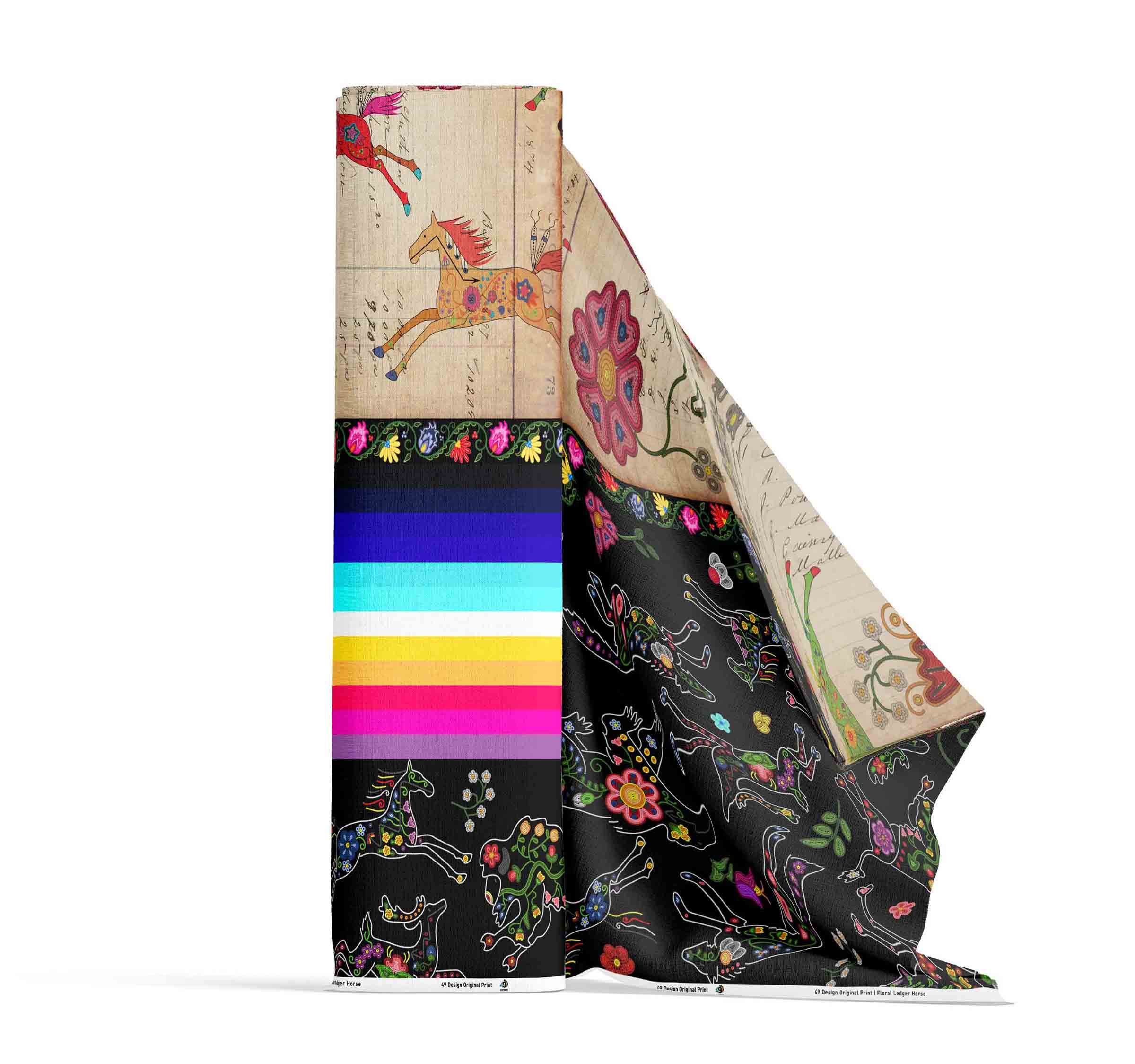 Floral Ledger Horse 42 Inch Cotton Poplin Pre Order