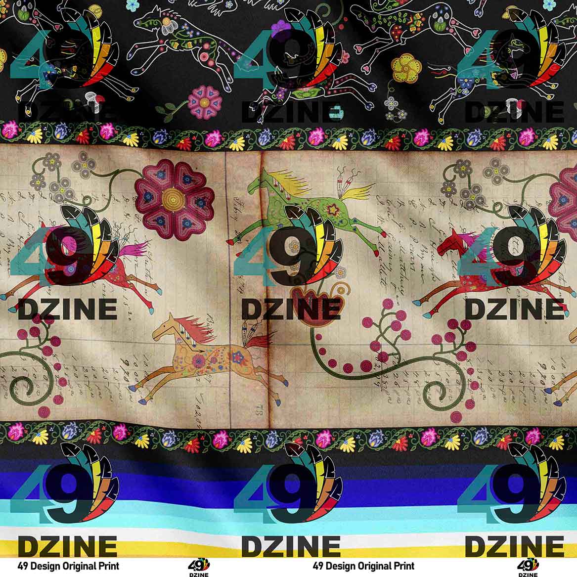 Floral Ledger Horse 42 Inch Cotton Poplin Pre Order