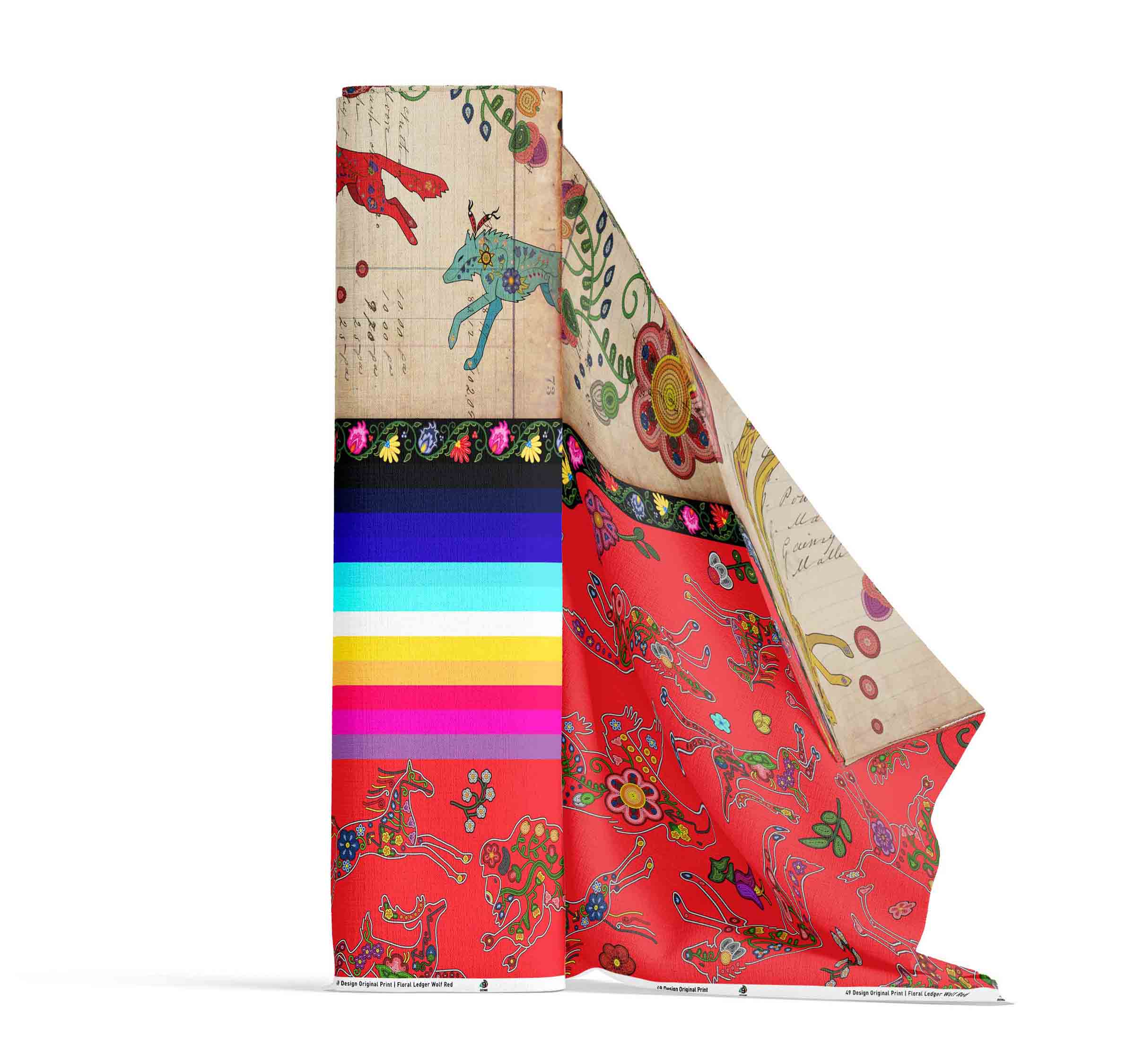Floral Ledger Wolf Red 42 Inch Cotton Poplin Pre Order