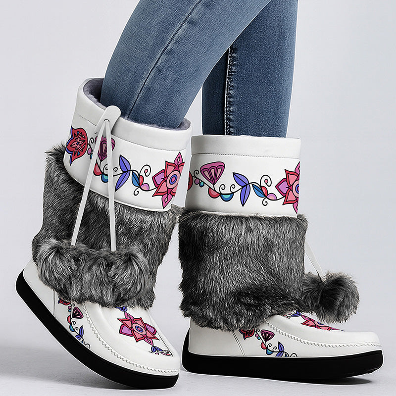 Frost Flower Circle Real Leather MocLux Calf with Fur