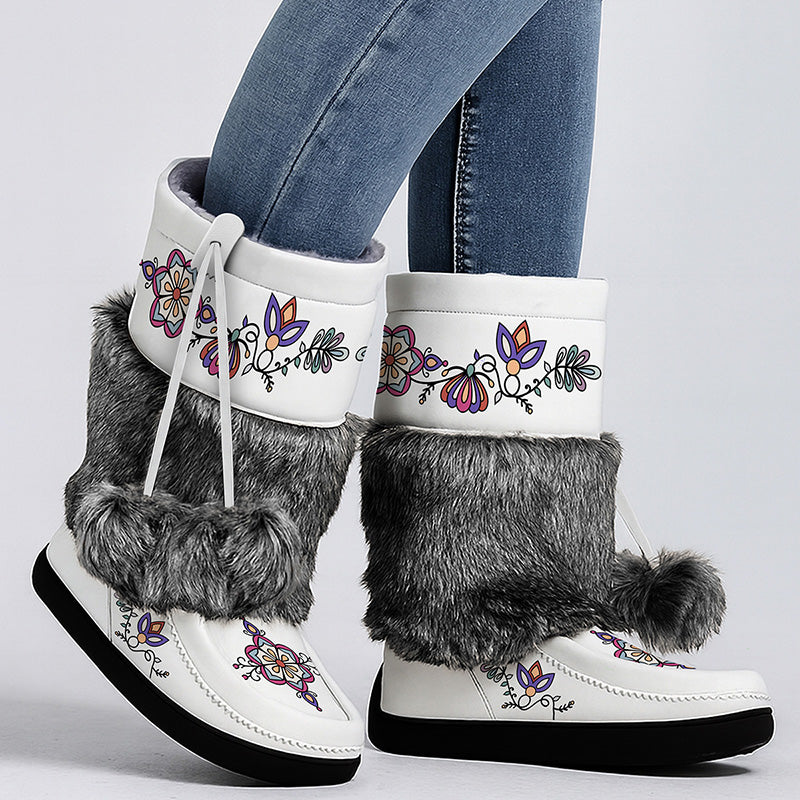 Aurora Petal Glow Real Leather MocLux Calf with Fur