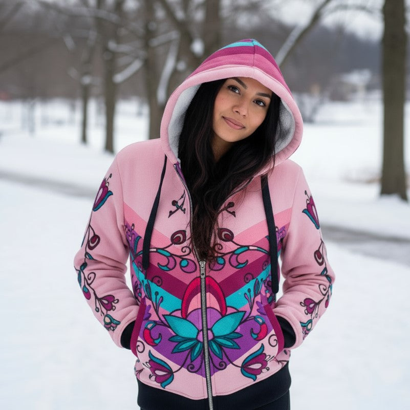 Frosted Petals Women's Sherpa Hoodie