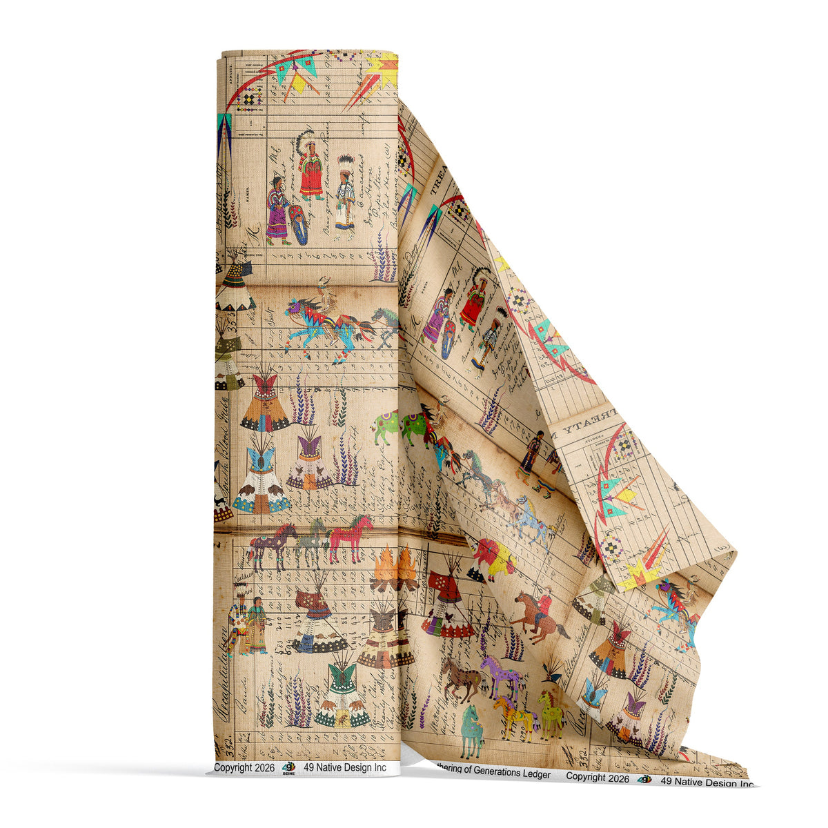 Gathering of Generations Ledger Satin Fabric By the Yard Pre Order