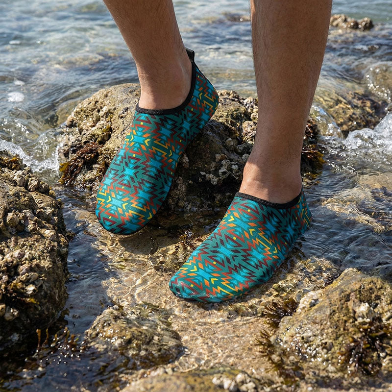 Fire Colors and Turquoise Teal Sockamoccs