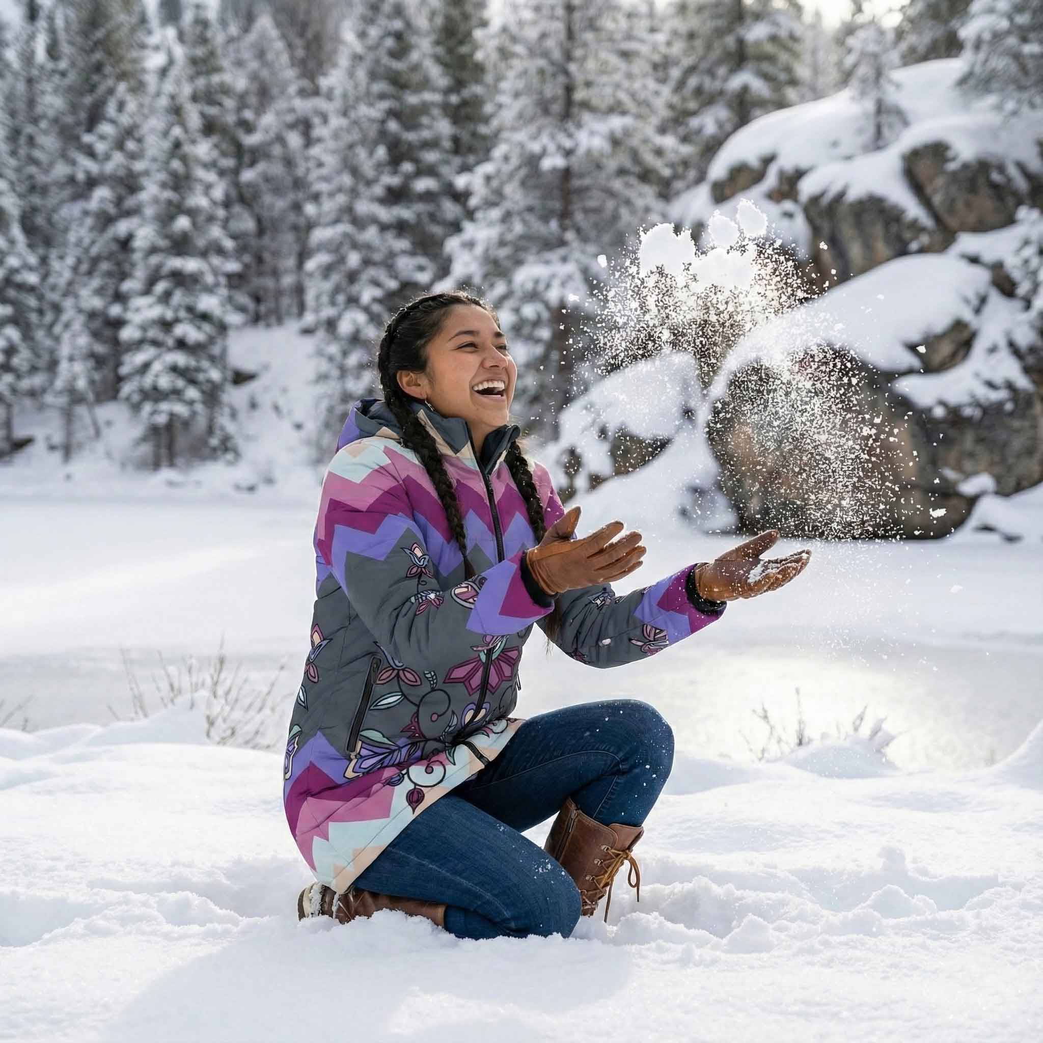 Moonlit Frost Women's Hooded Puffer Coat