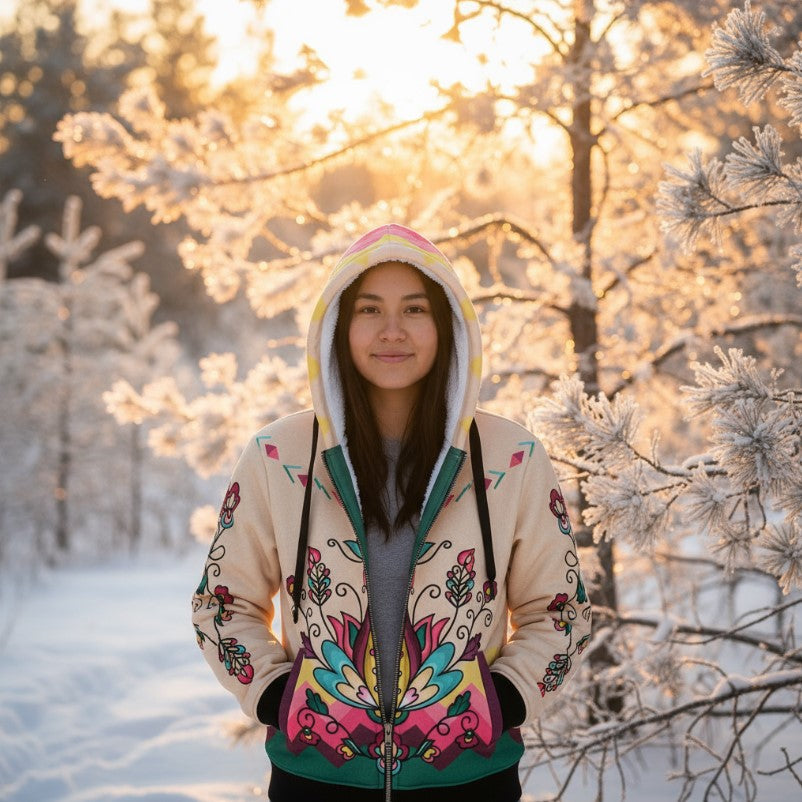 Golden Harvest Bloom Women's Sherpa Hoodie