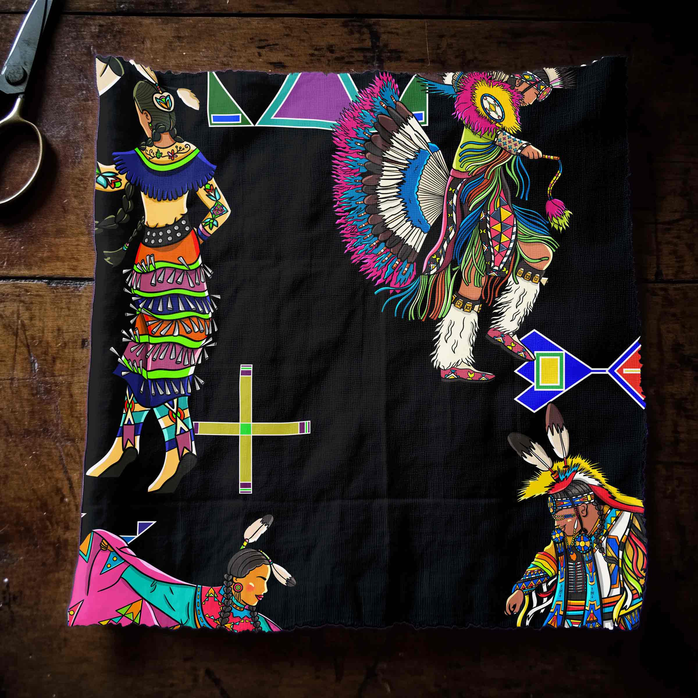 Grand Entry Dancers Black Large 42 Inch Cotton Poplin Pre Order