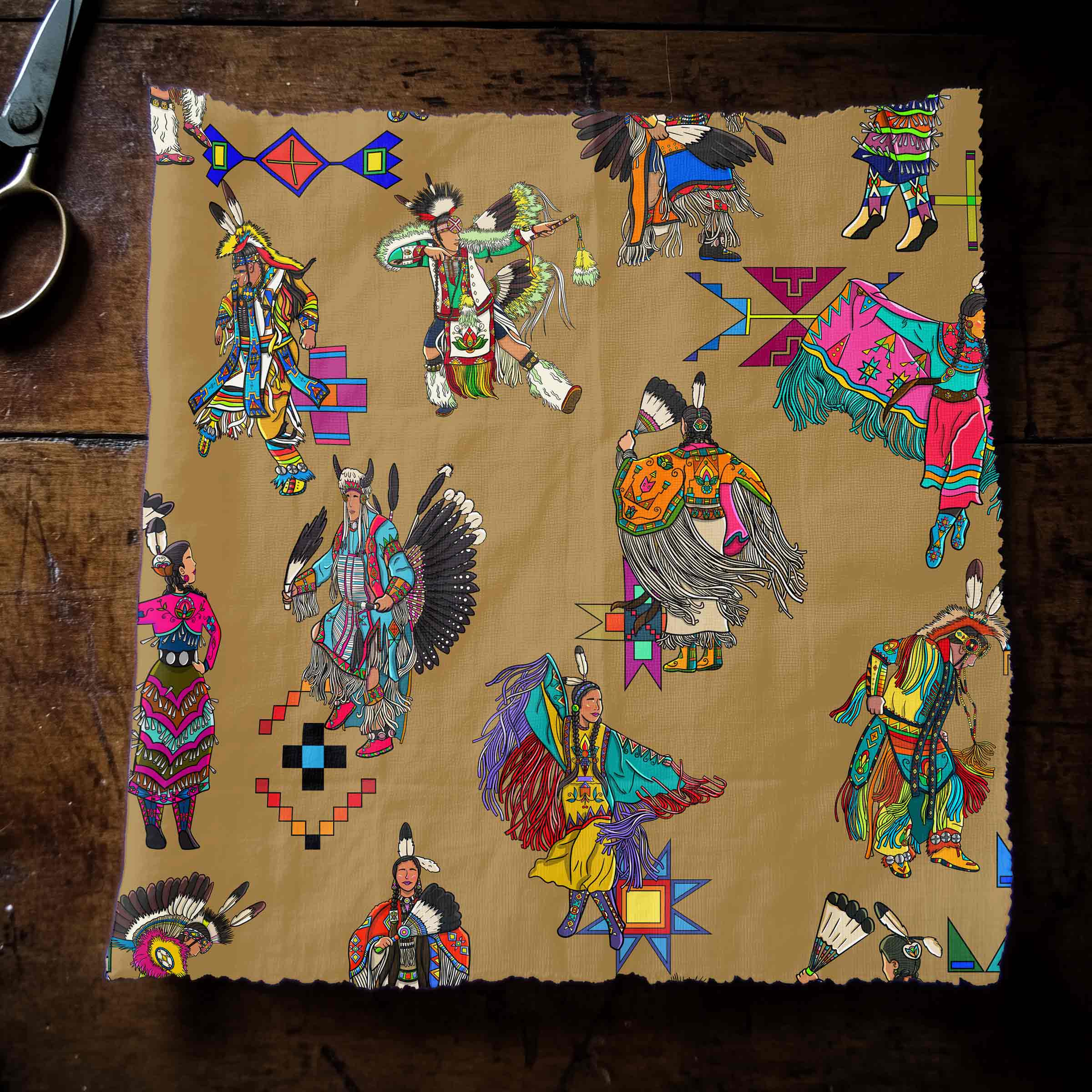 Grand Entry Dancers Earth Small 42 Inch Cotton Poplin Pre Order