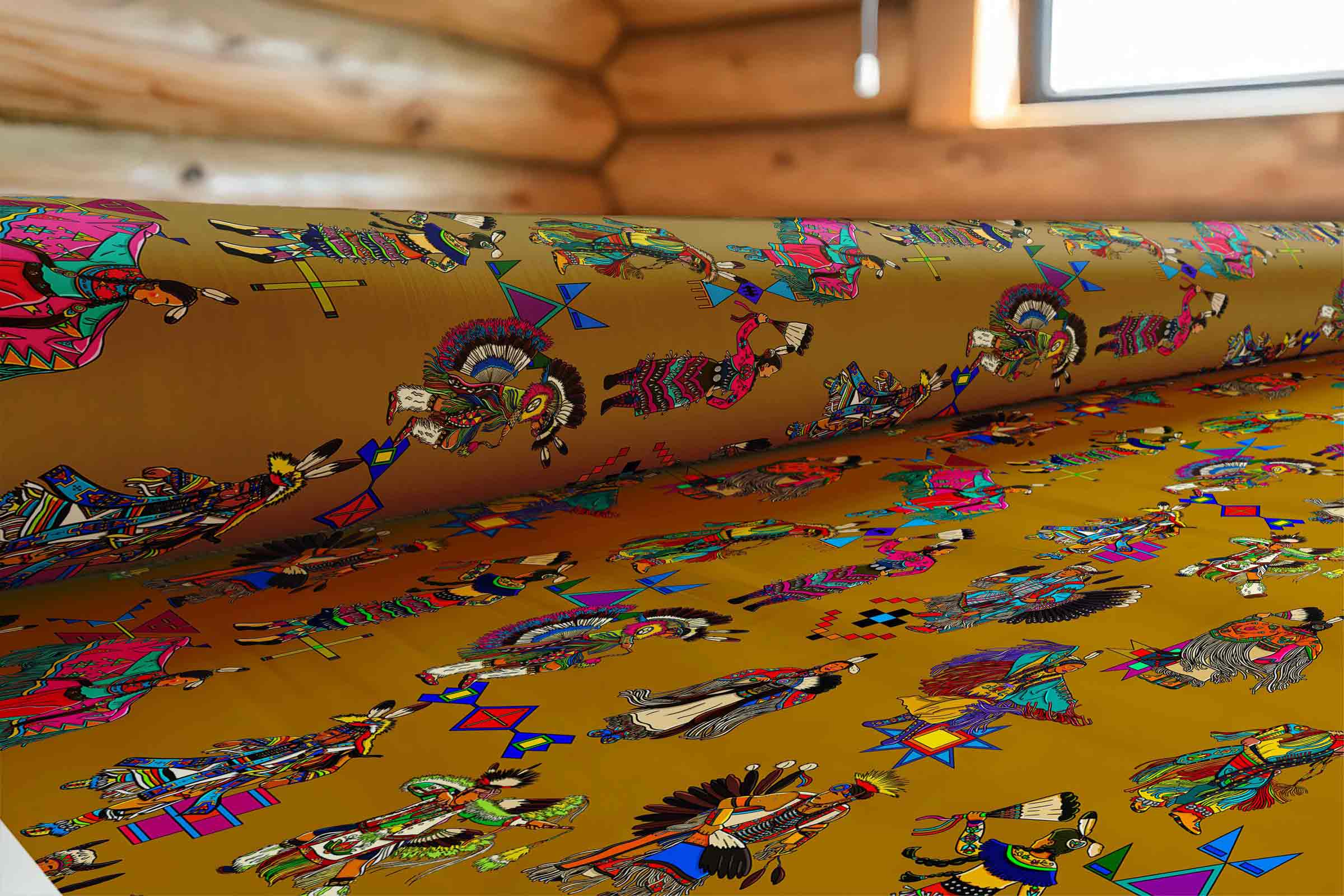 Grand Entry Dancers Earth Large 42 Inch Cotton Poplin Pre Order