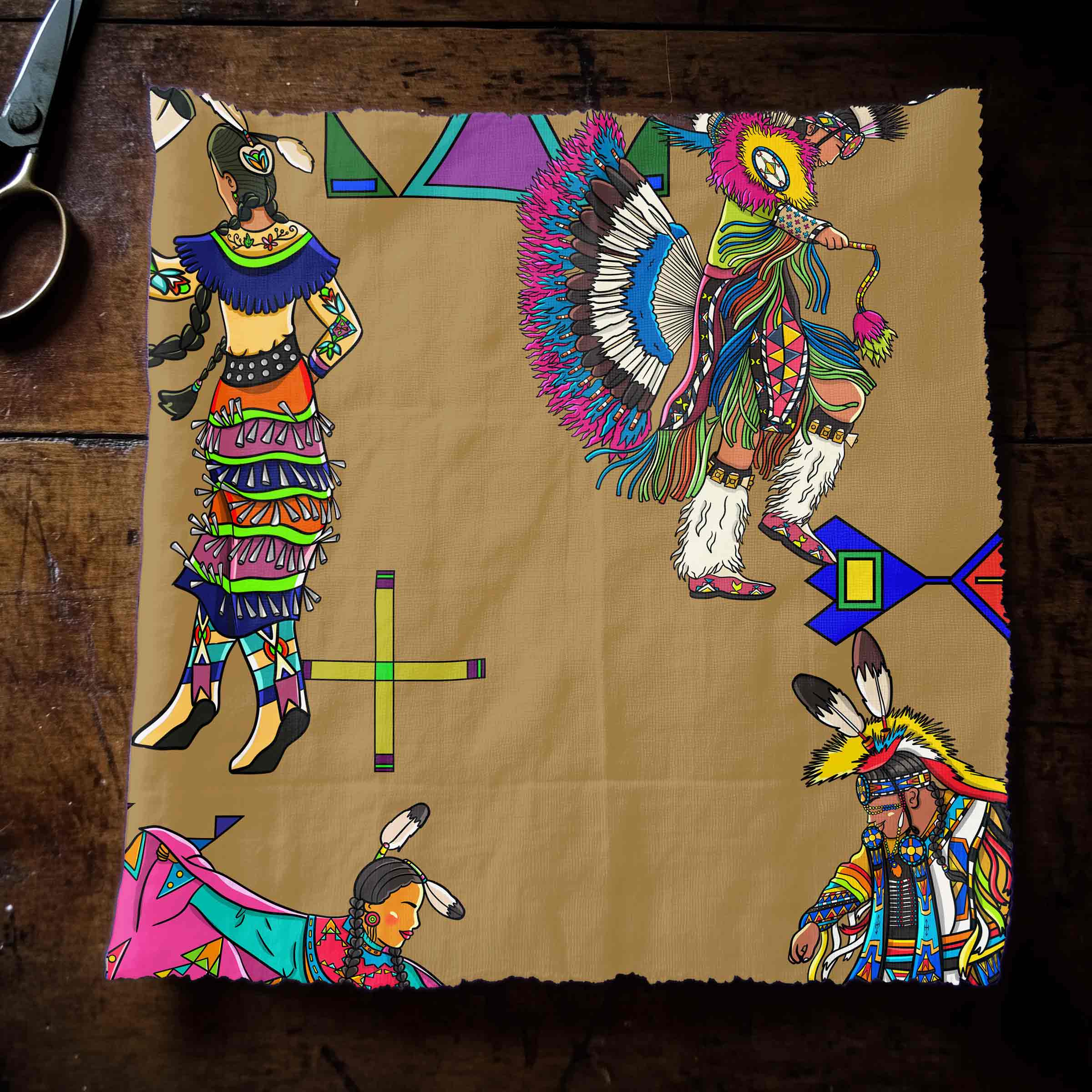 Grand Entry Dancers Earth Large 42 Inch Cotton Poplin Pre Order