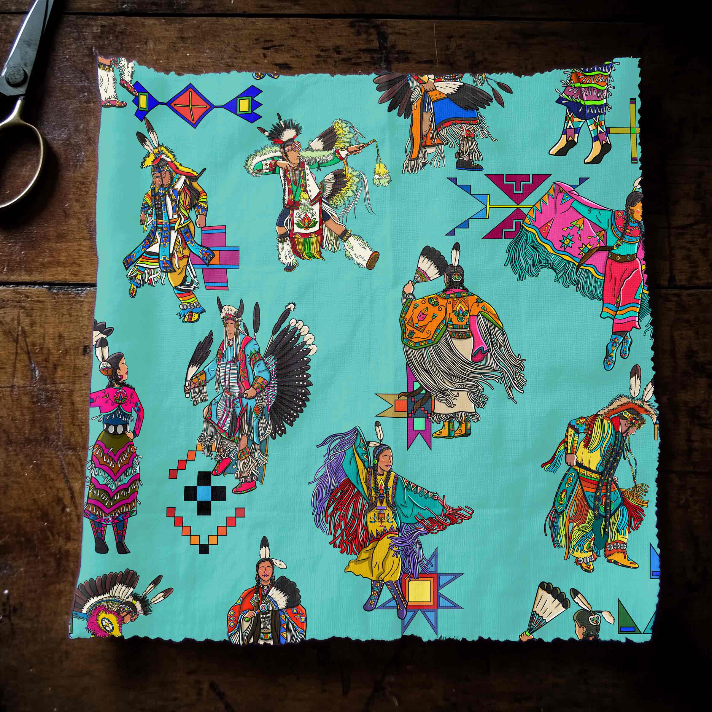 Grand Entry Dancers Eggshell Blue Small 42 Inch Cotton Poplin Pre Order