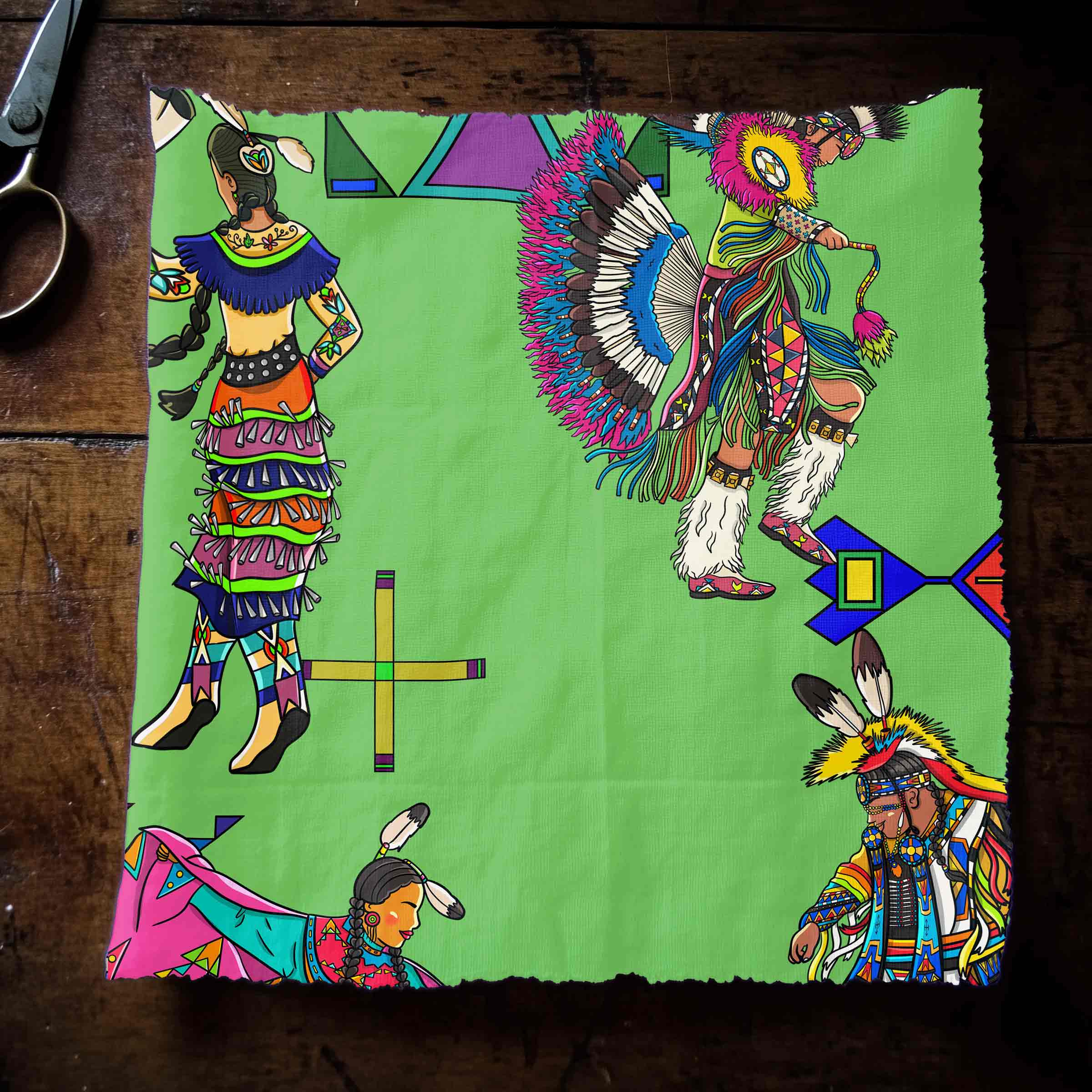 Grand Entry Dancers Grass Large 42 Inch Cotton Poplin Pre Order