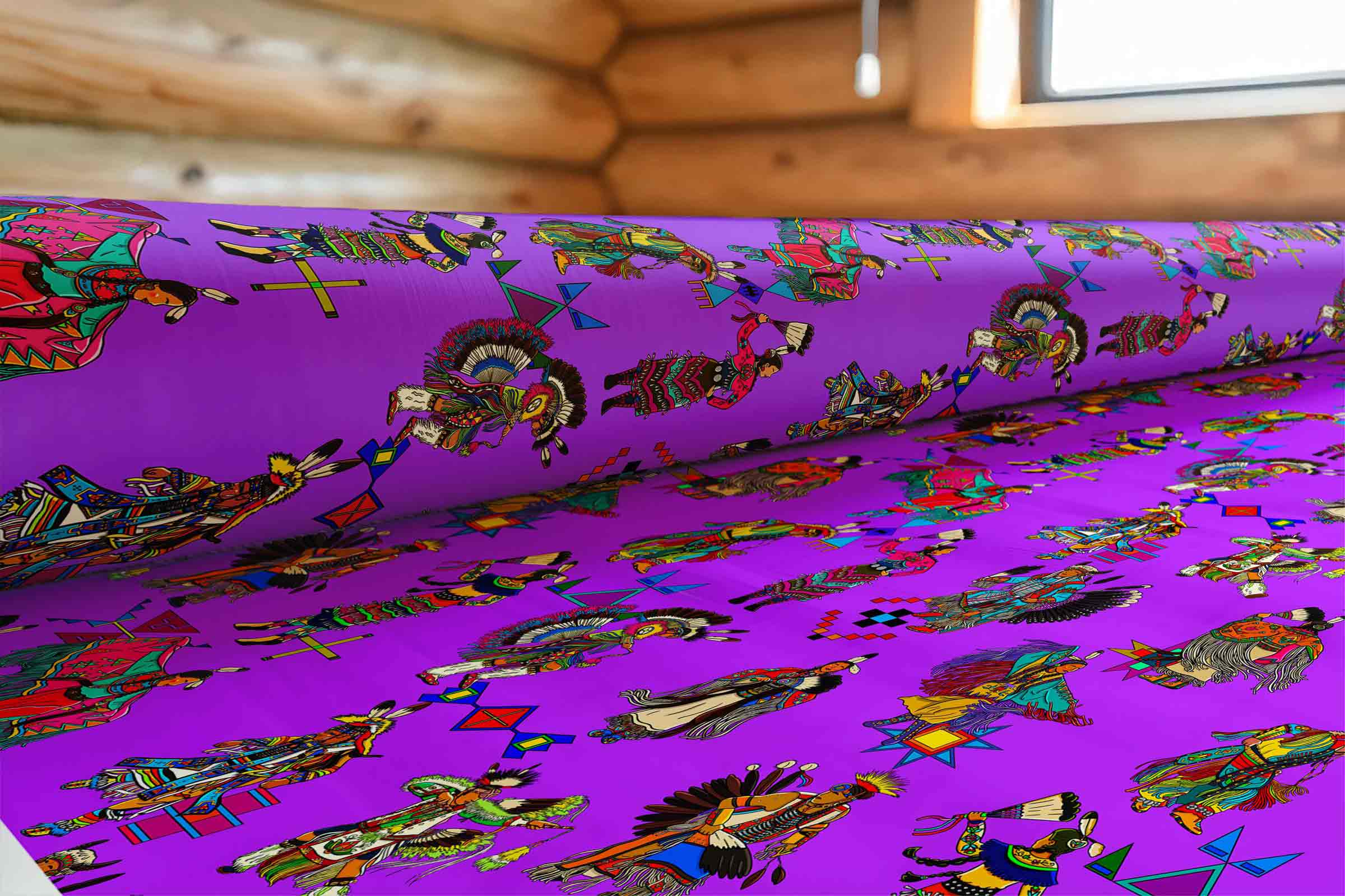 Grand Entry Dancers Purple Large 42 Inch Cotton Poplin Pre Order