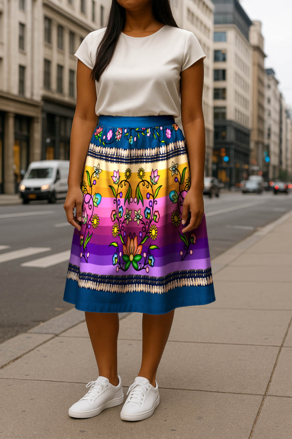 Grandmother Legacy Dark Blue 1 Elastic Waist Pocket Midi Skirt