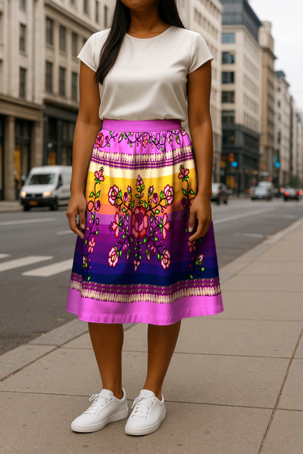 Grandmother Legacy Magenta 1 Elastic Waist Pocket Midi Skirt