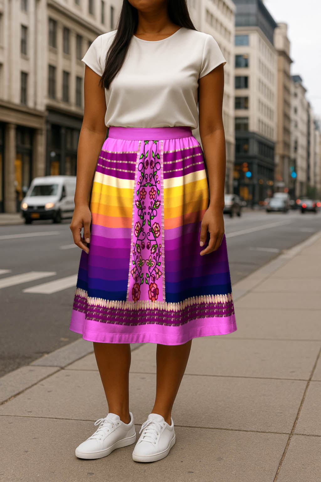 Grandmother Legacy Magenta 2 Elastic Waist Pocket Midi Skirt