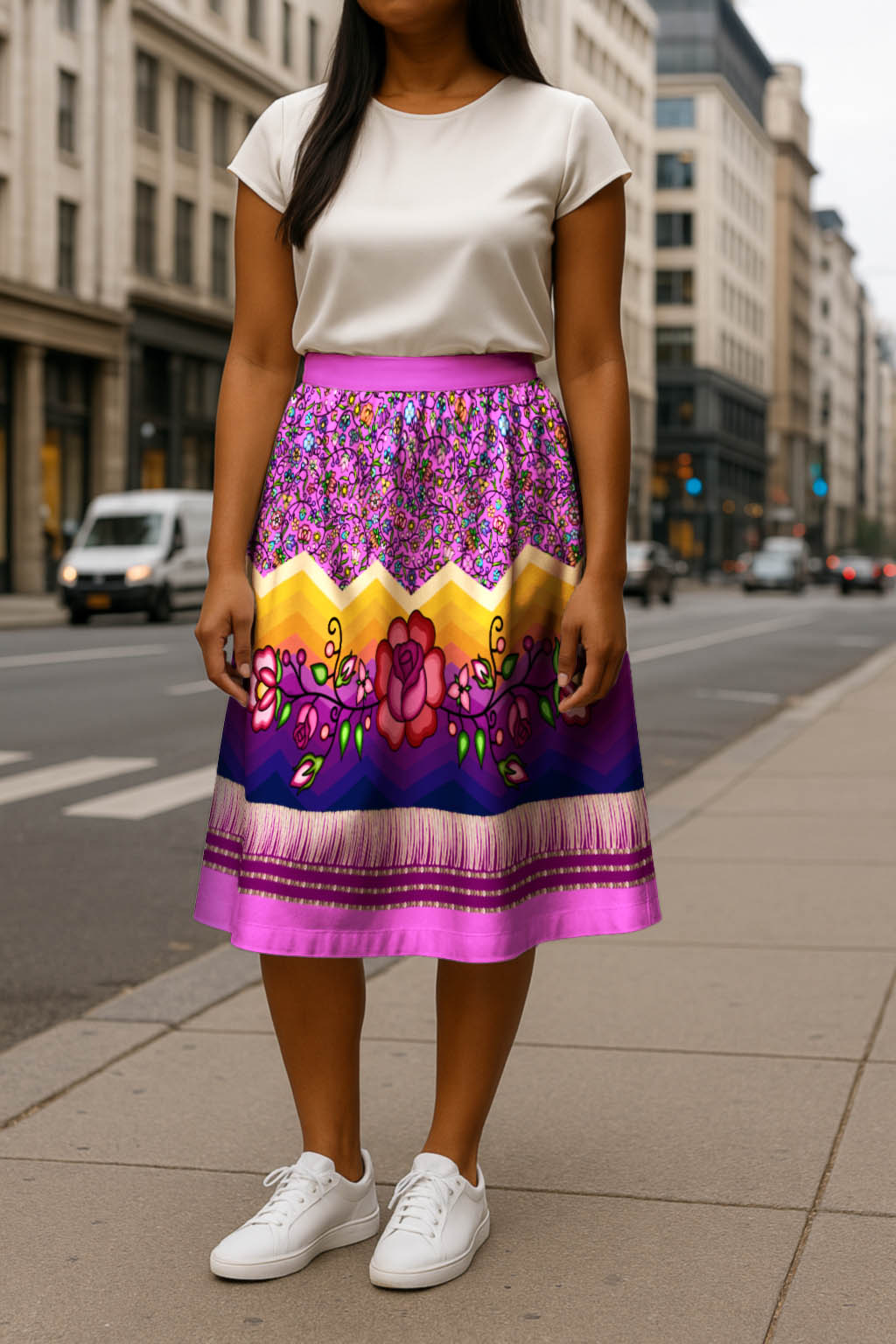 Grandmother Legacy Magenta 3 Elastic Waist Pocket Midi Skirt