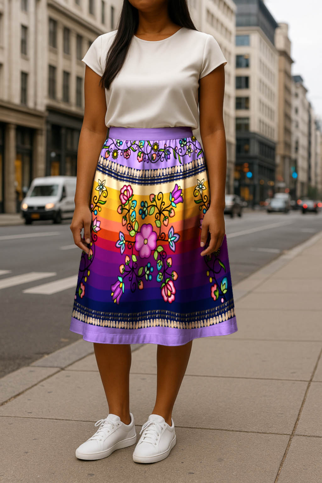 Grandmother Legacy Purple 1 Elastic Waist Pocket Midi Skirt