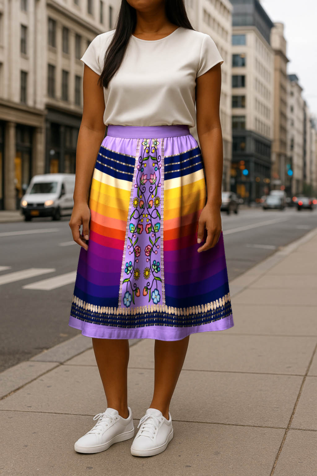 Grandmother Legacy Purple 2 Elastic Waist Pocket Midi Skirt