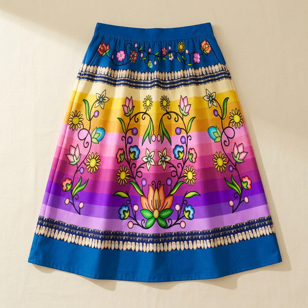 Grandmother Legacy Dark Blue 1 Elastic Waist Pocket Midi Skirt