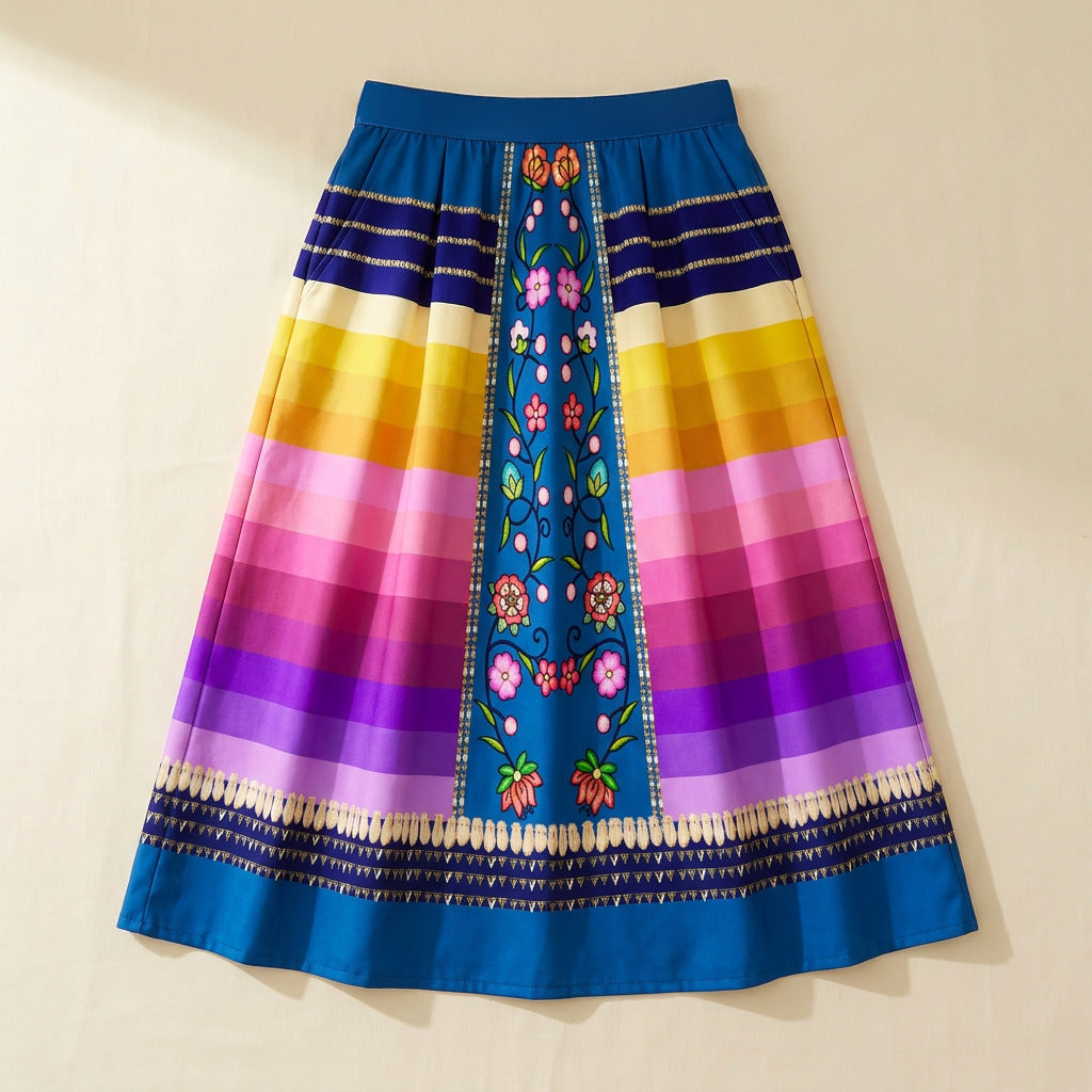 Grandmother Legacy Dark Blue 2 Elastic Waist Pocket Midi Skirt