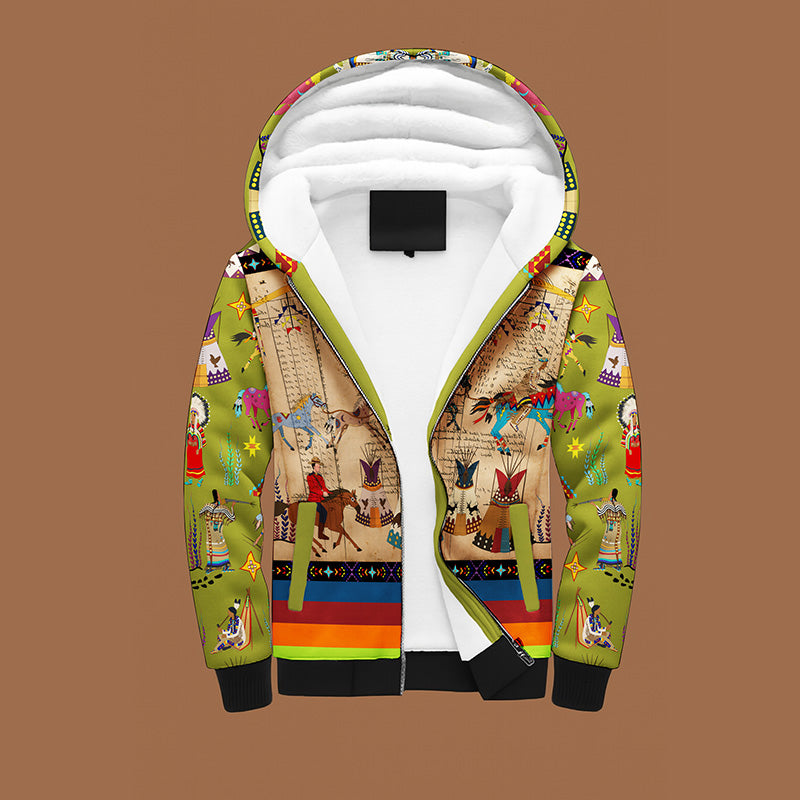 Horse Raid Olive Sherpa Hoodie