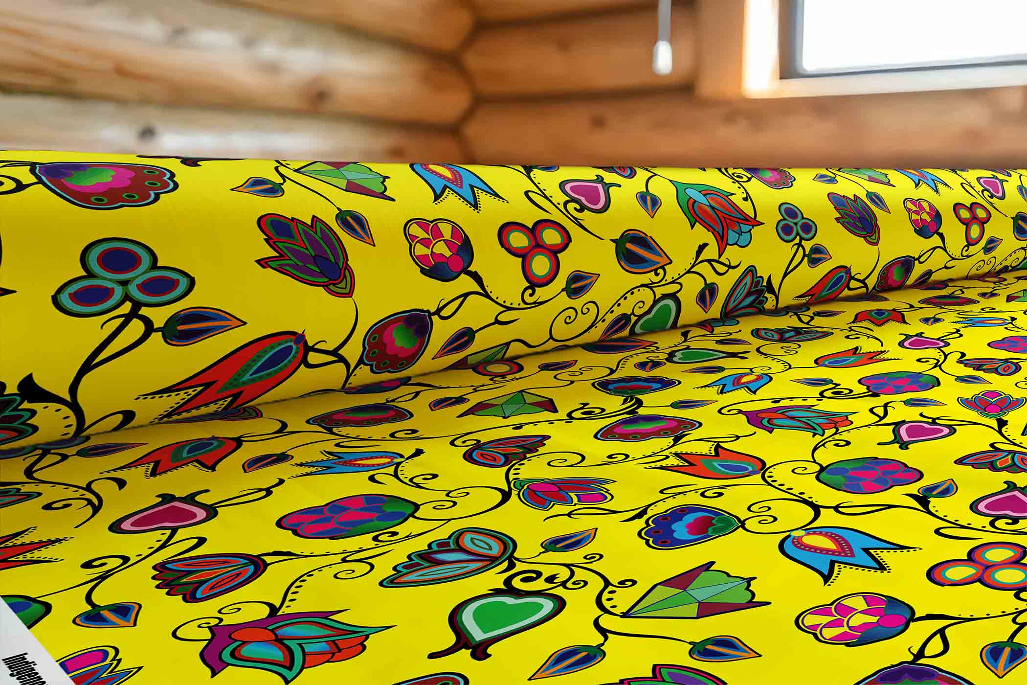 Indigenous Paisley Yellow Satin Fabric By the Yard Pre Order