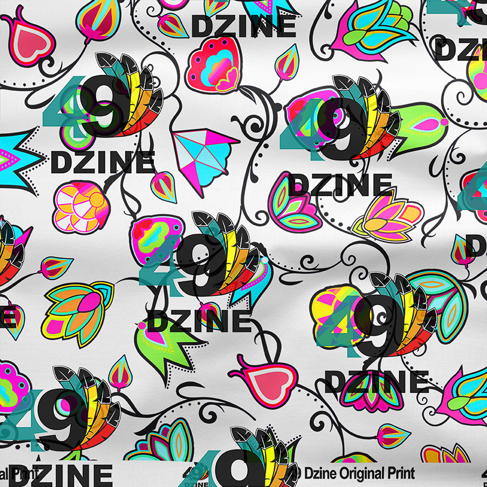 Indigenous Paisley White Satin Fabric By the Yard Pre Order