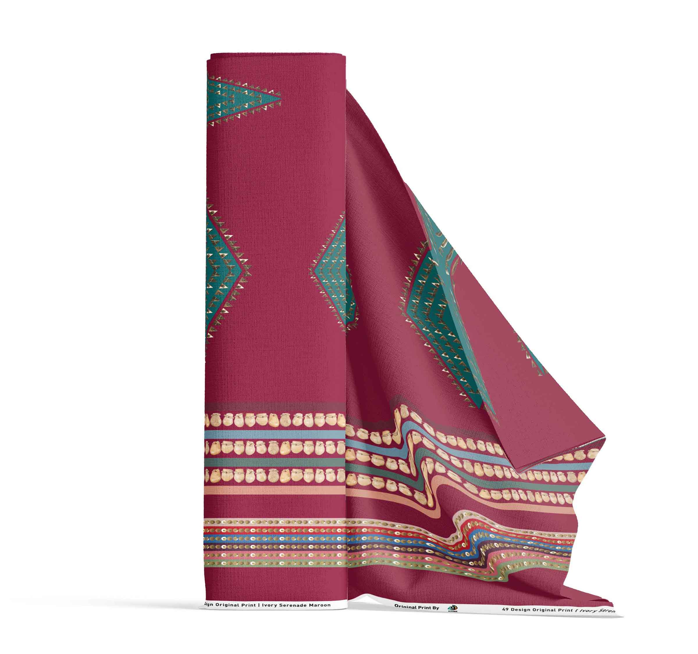 Ivory Serenade Maroon 42 Inch Cotton Poplin Pre Order