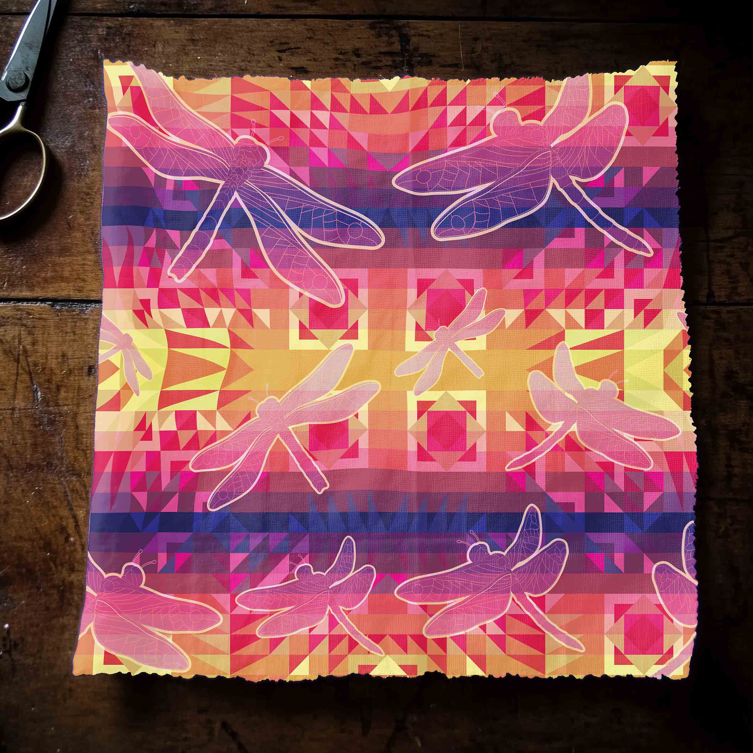 Kaleidoscope Dragonfly Satin Fabric By the Yard Pre Order