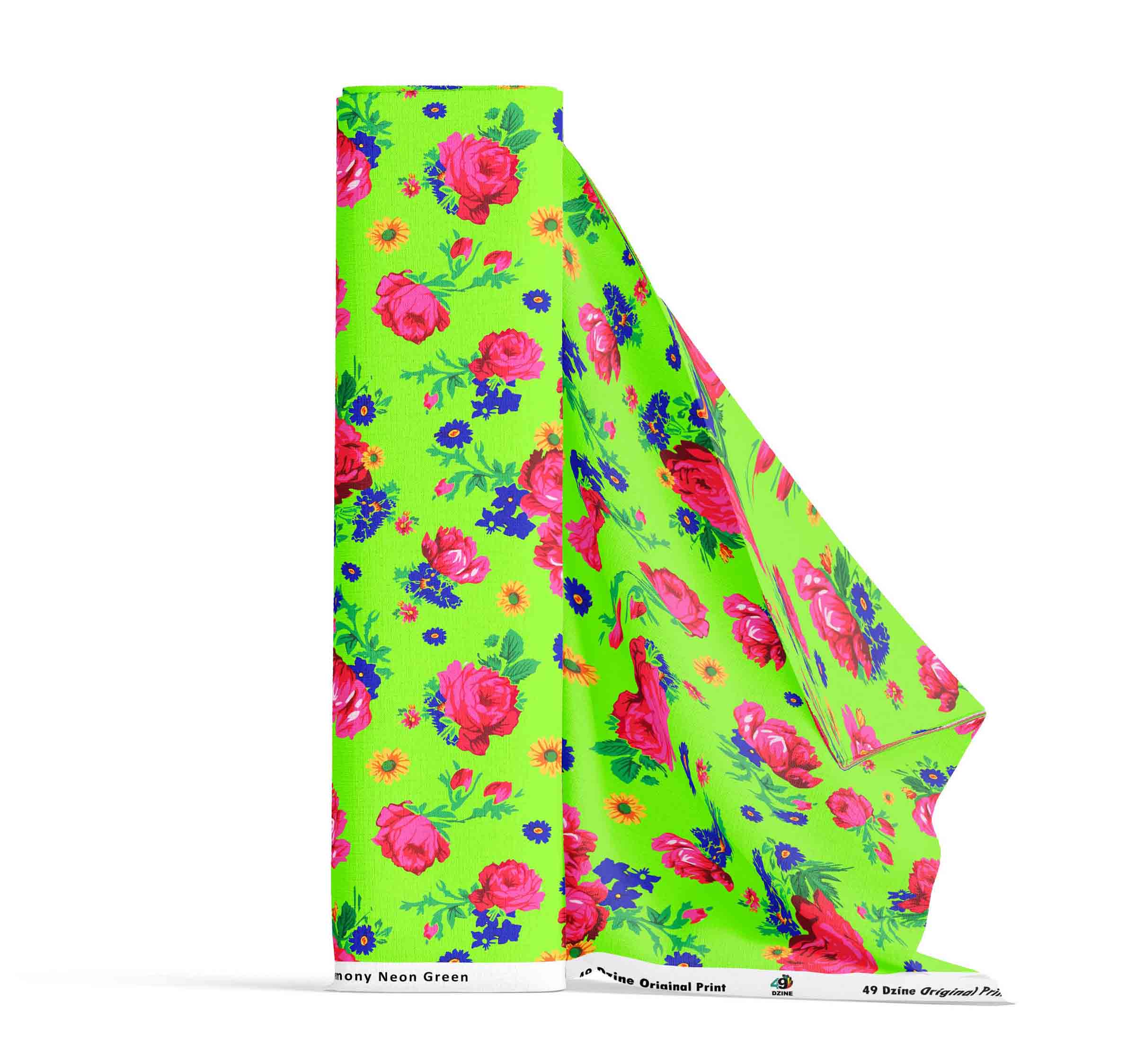 Kokum Ceremony Neon Green Satin Fabric By the Yard Pre Order