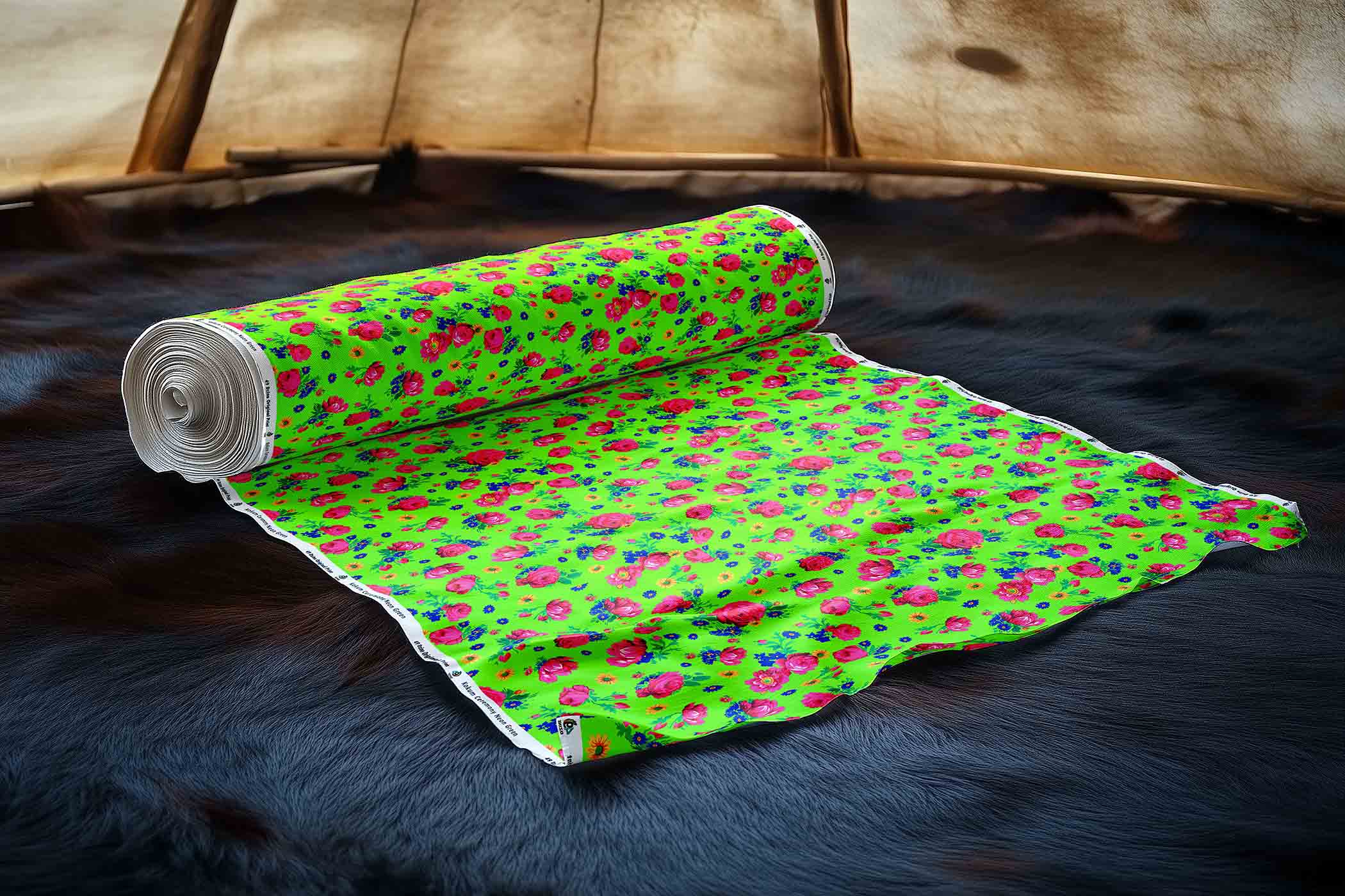 Kokum Ceremony Neon Green 42 inch Cotton Poplin Pre Order