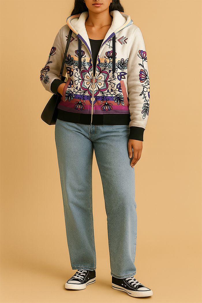 Aurora Petal Glow Women's Sherpa Hoodie